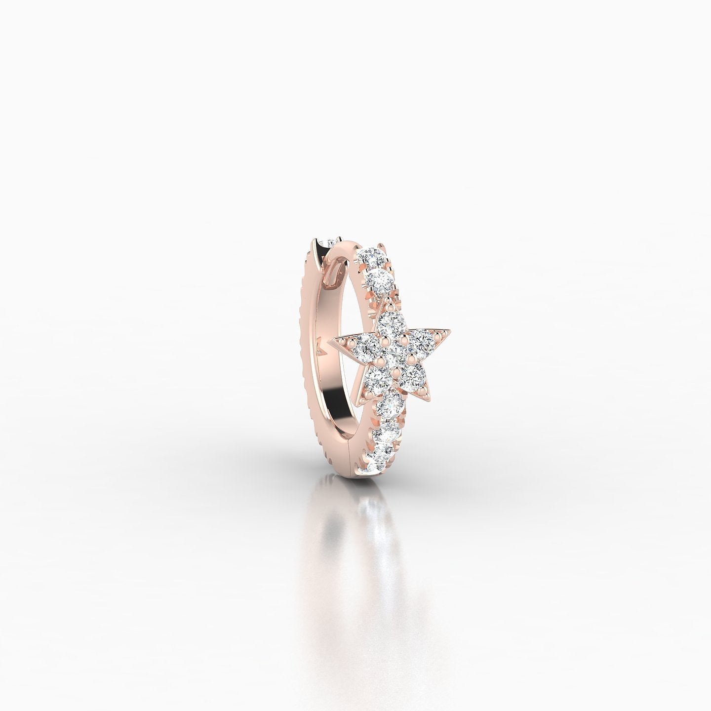 Asteria | 18k Rose Gold 6.5 mm Star Diamond Nose Ring Piercing