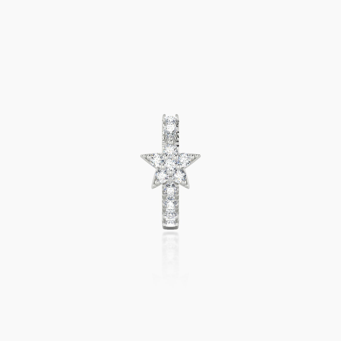 Asteria | 18k White Gold 6.5 mm Star Diamond Nose Ring Piercing