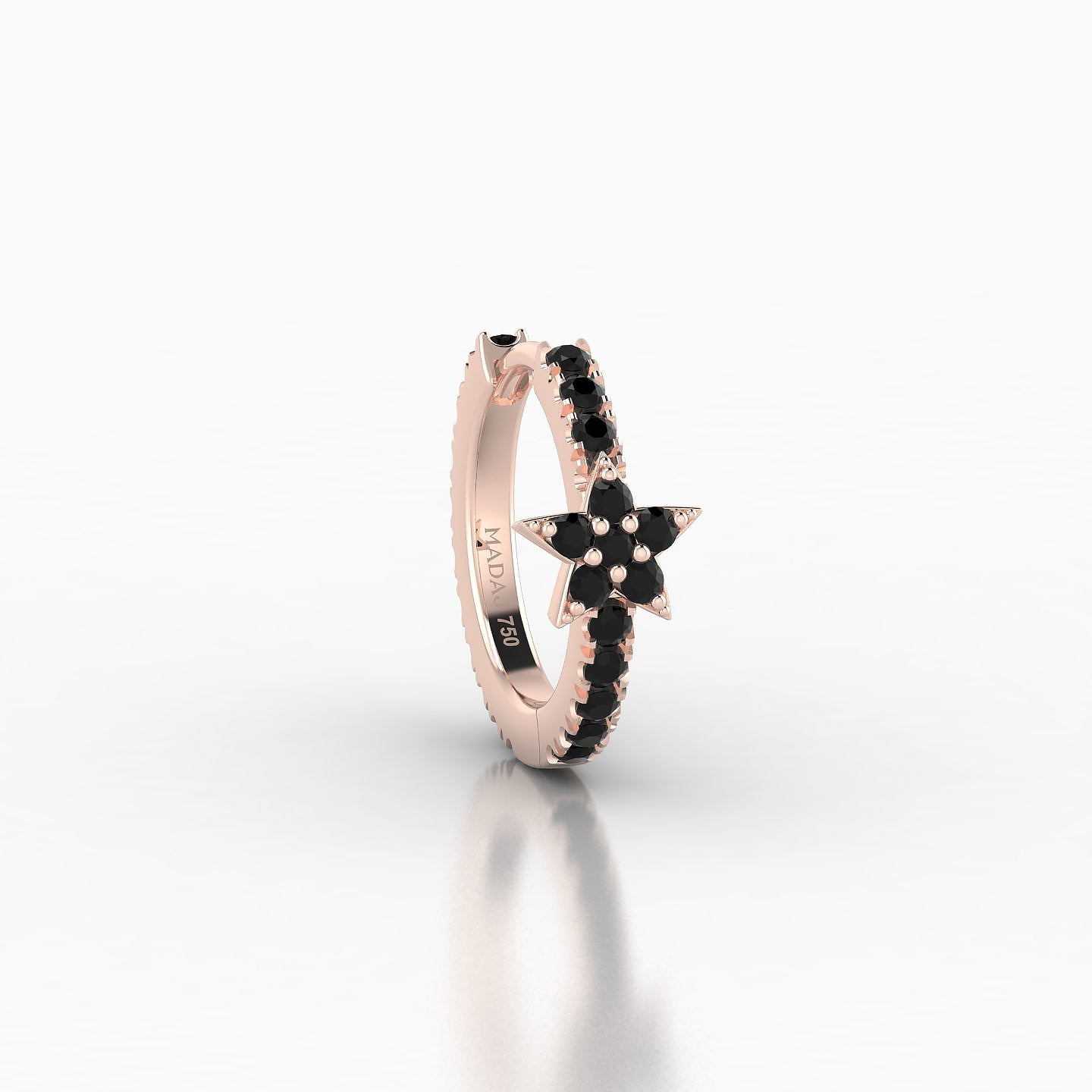 Asteria | 18k Rose Gold 8 mm Star Black Diamond Hoop Piercing