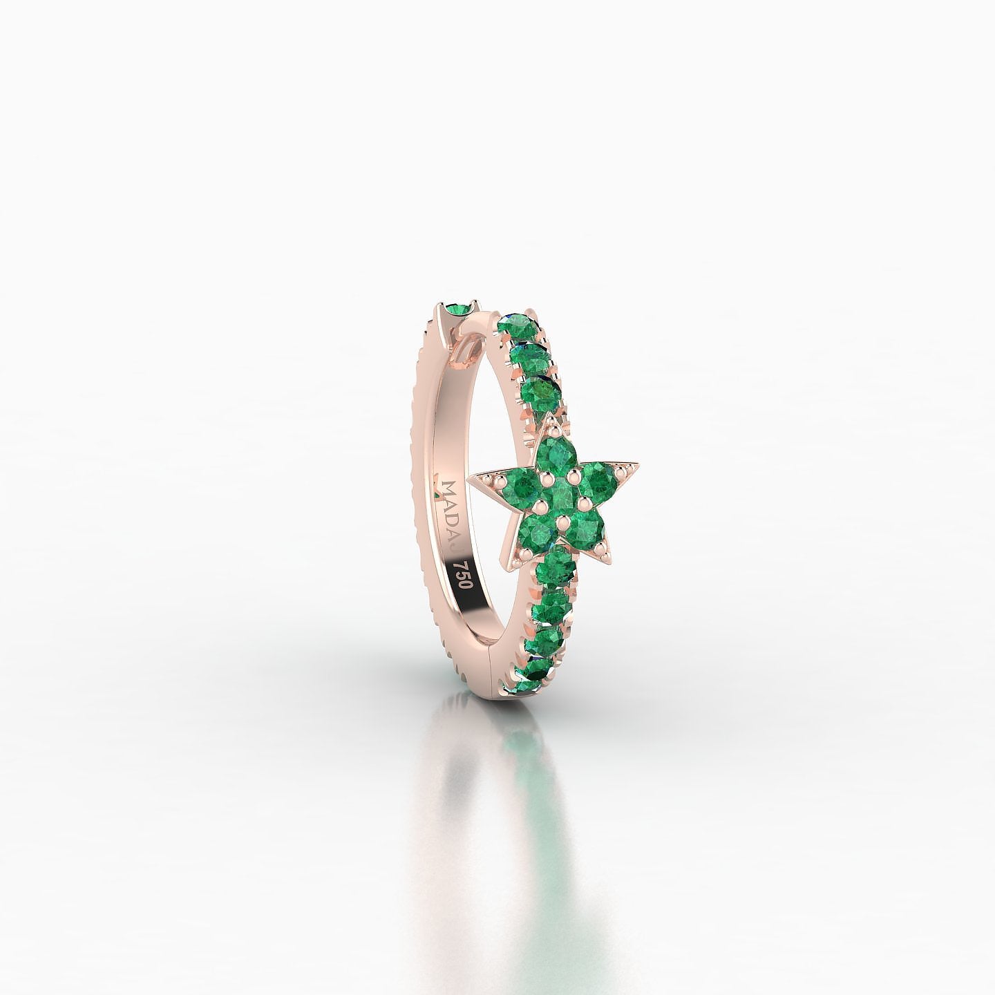 Asteria | 18k Rose Gold 8 mm Star Emerald Hoop Piercing