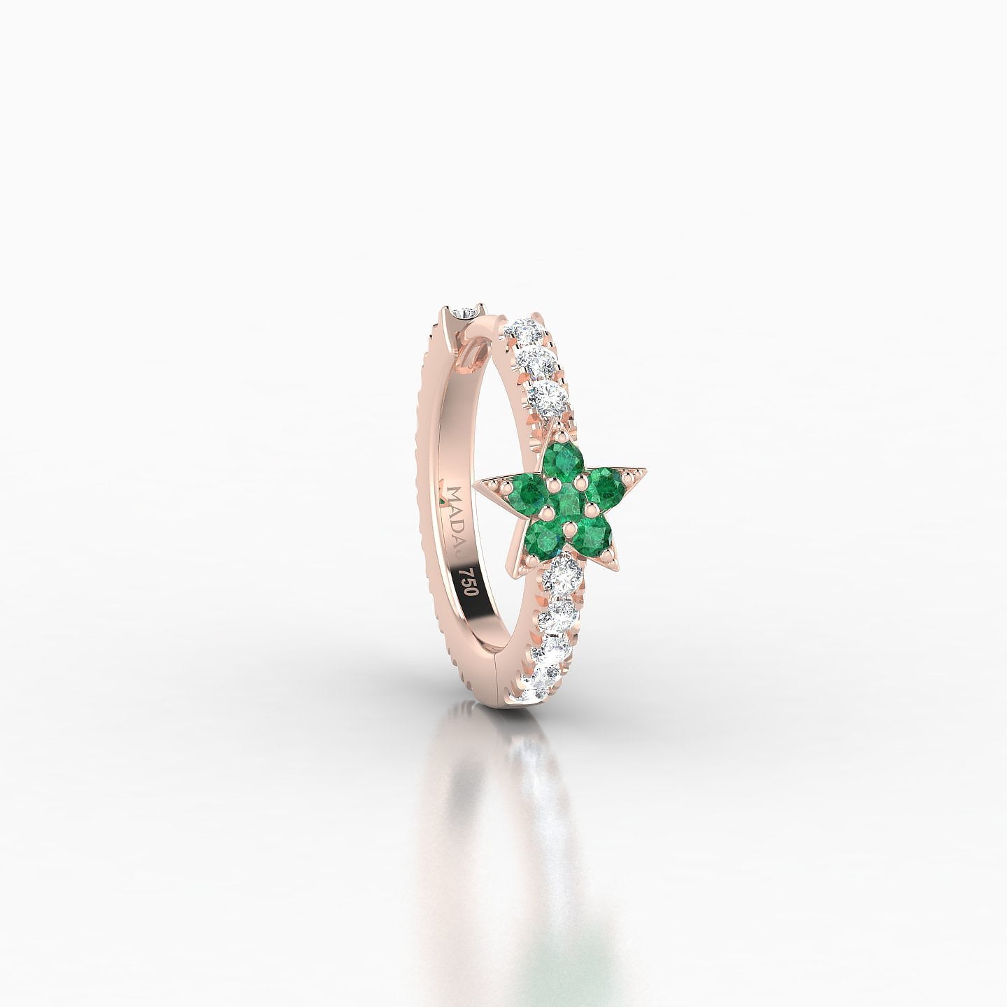 Asteria | 18k Rose Gold 8 mm Star Emerald & Diamond Hoop Piercing