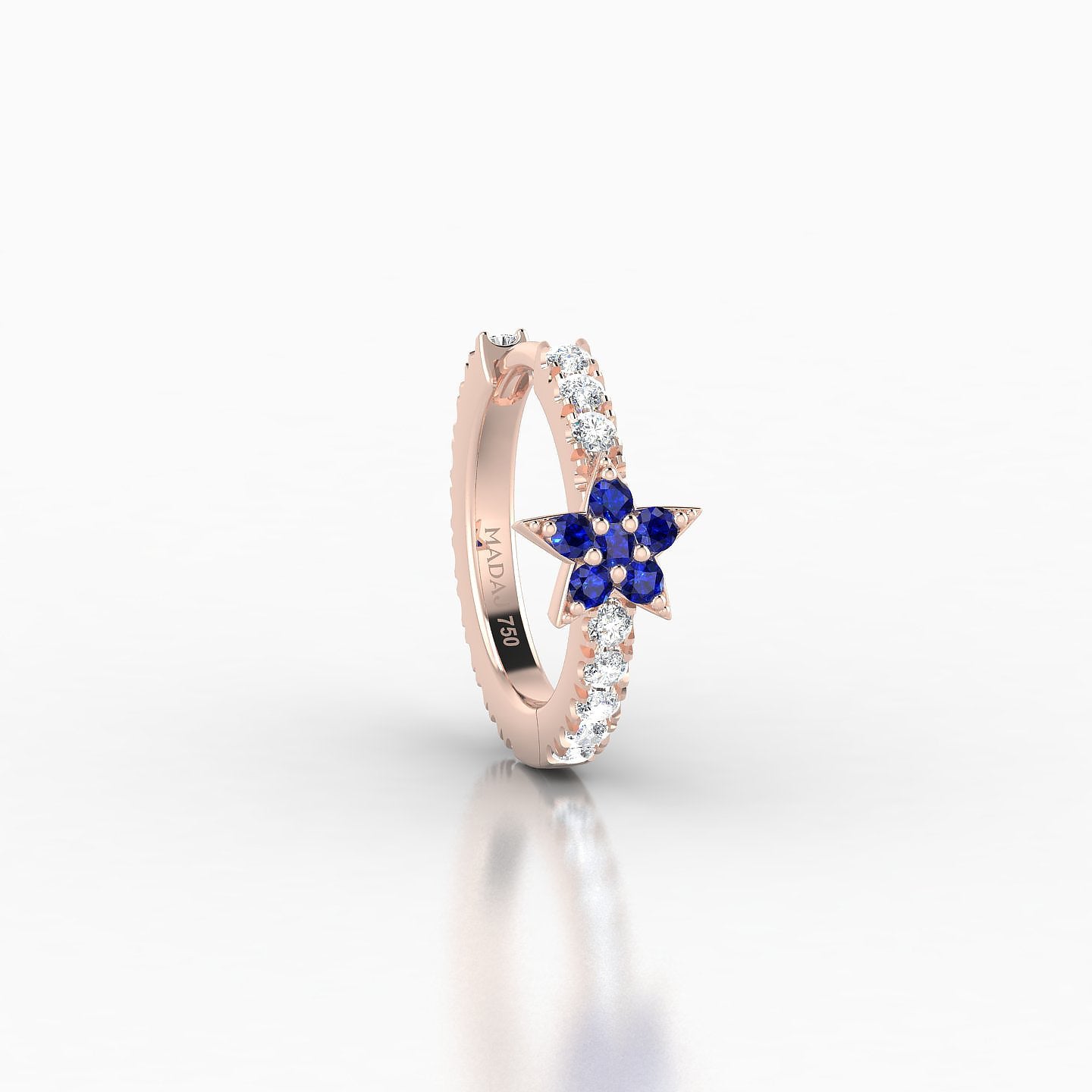 Asteria | 18k Rose Gold 8 mm Star Sapphire & Diamond Hoop Piercing