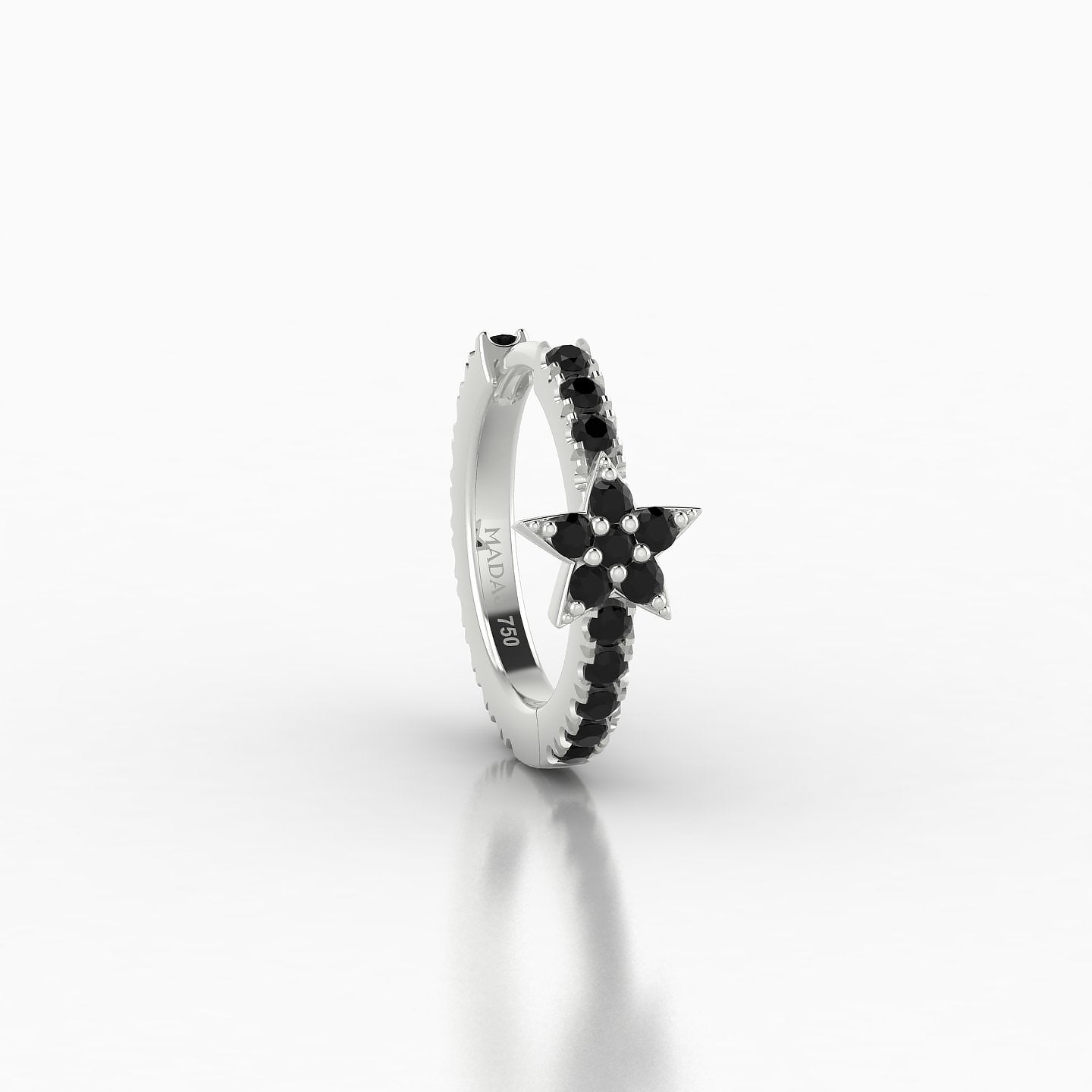 Asteria | 18k White Gold 8 mm Star Black Diamond Hoop Piercing