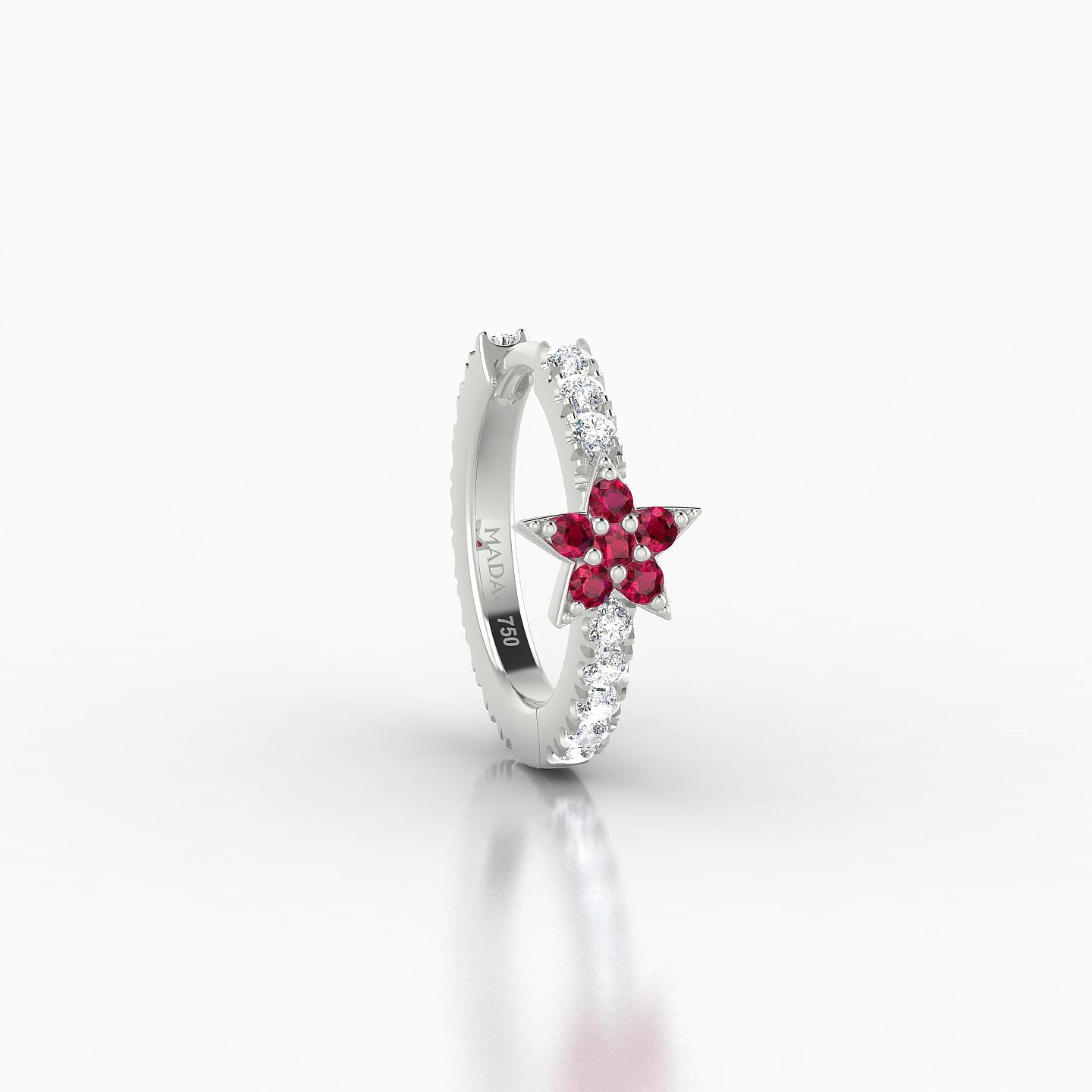 Asteria | 18k White Gold 8 mm Star Ruby & Diamond Hoop Piercing