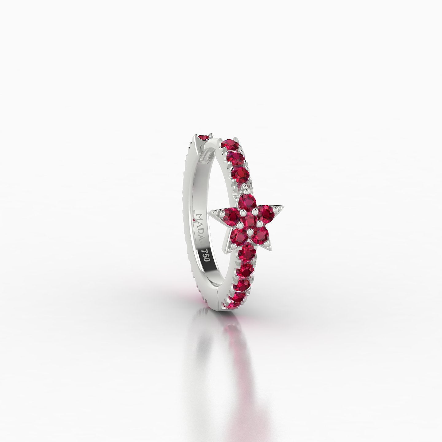 Asteria | 18k White Gold 8 mm Star Ruby Hoop Piercing