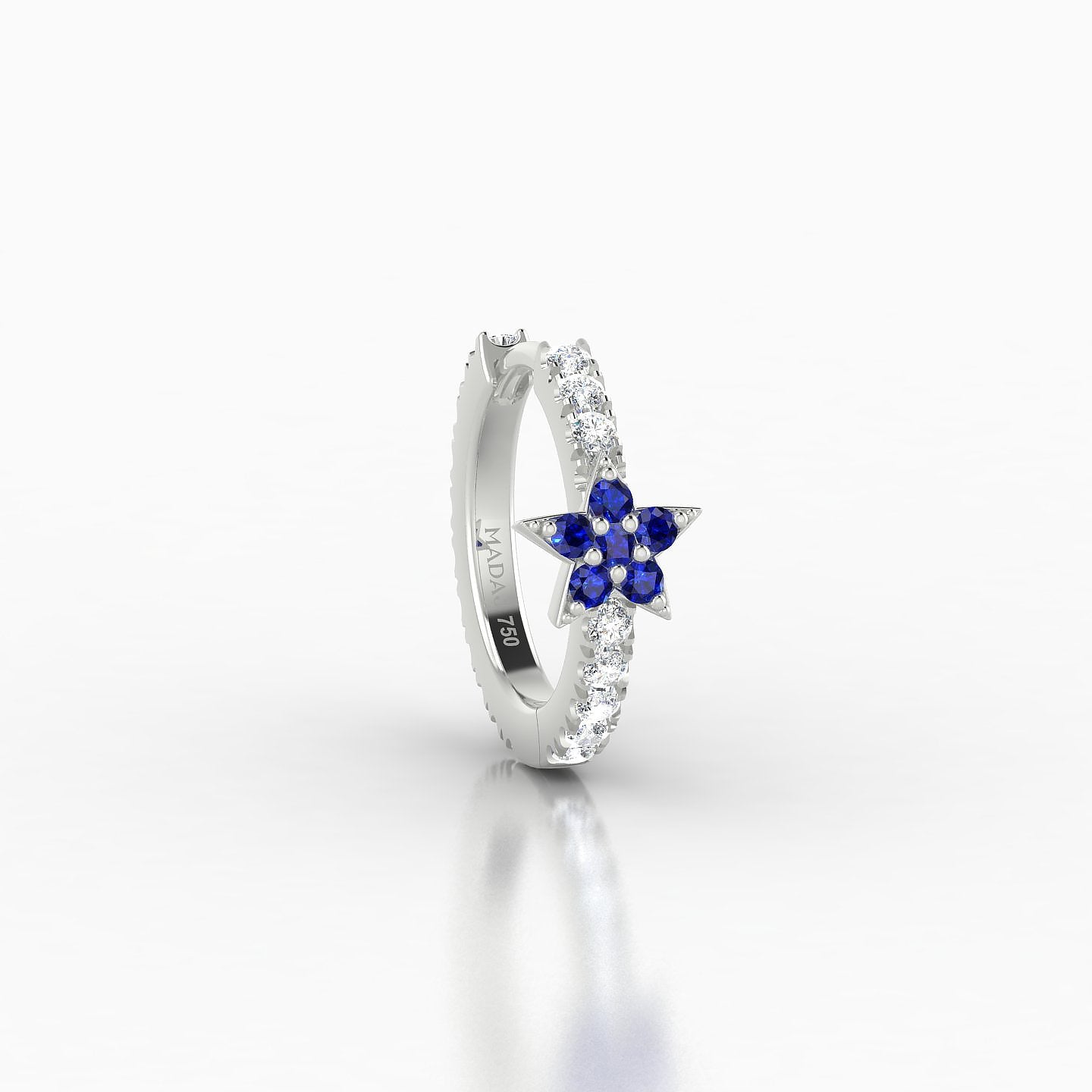 Asteria | 18k White Gold 8 mm Star Sapphire & Diamond Hoop Piercing