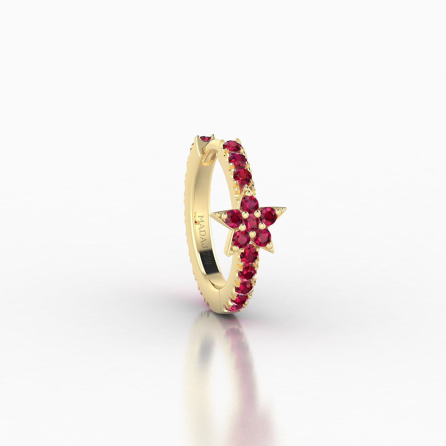 Asteria | 18k Yellow Gold 8 mm Star Ruby Hoop Piercing