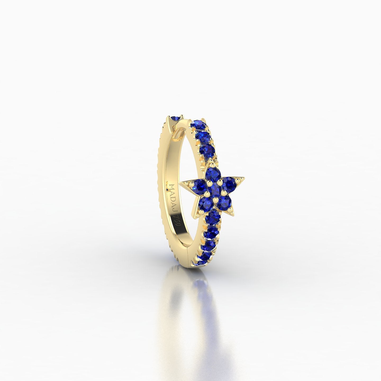 Asteria | 18k Yellow Gold 8 mm Star Sapphire Hoop Piercing