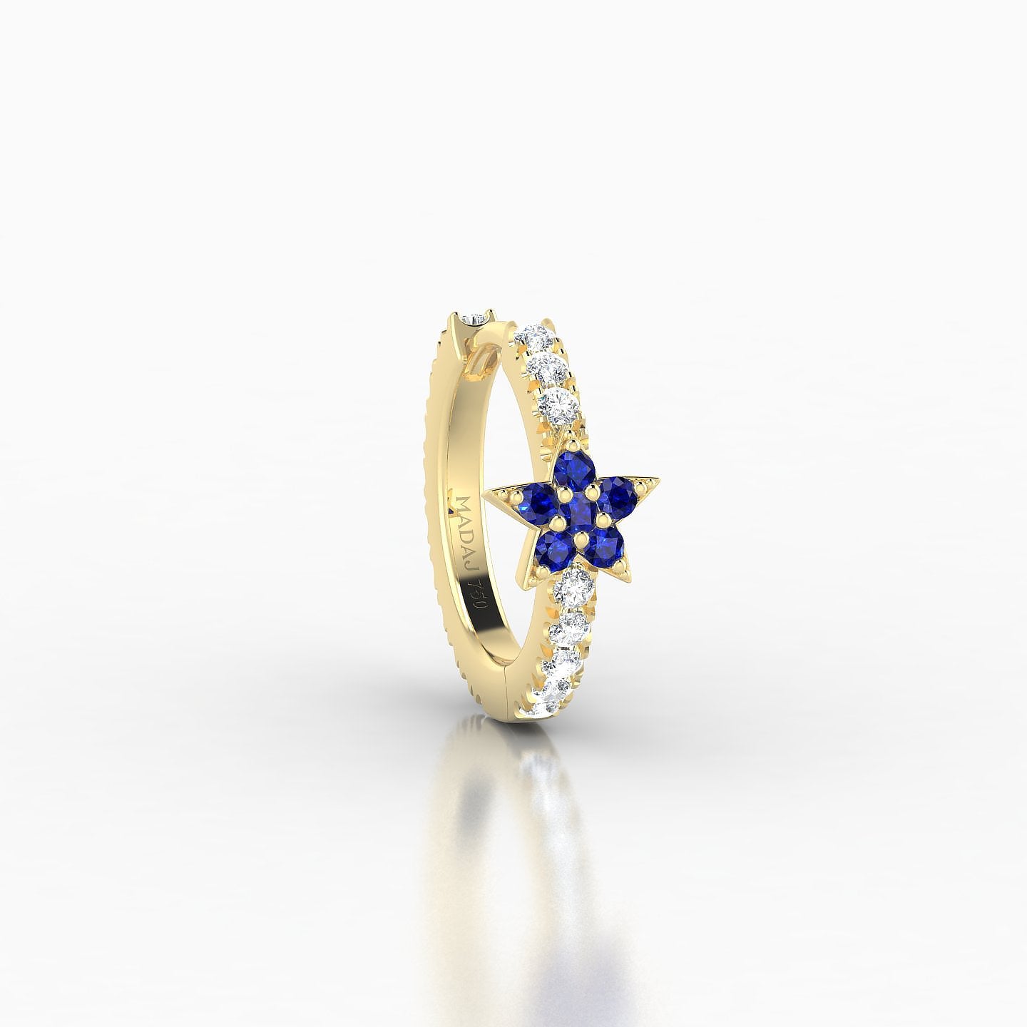 Asteria | 18k Yellow Gold 8 mm Star Sapphire & Diamond Hoop Piercing