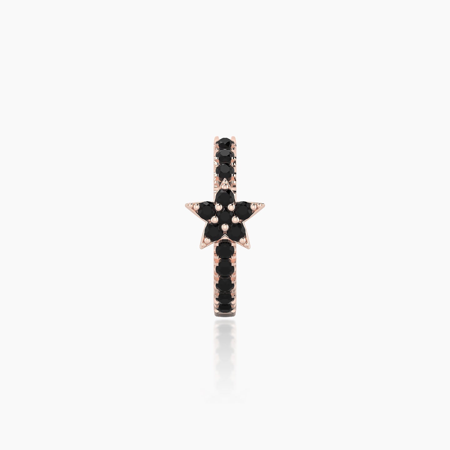 Asteria | 18k Rose Gold 8 mm Star Black Diamond Hoop Piercing