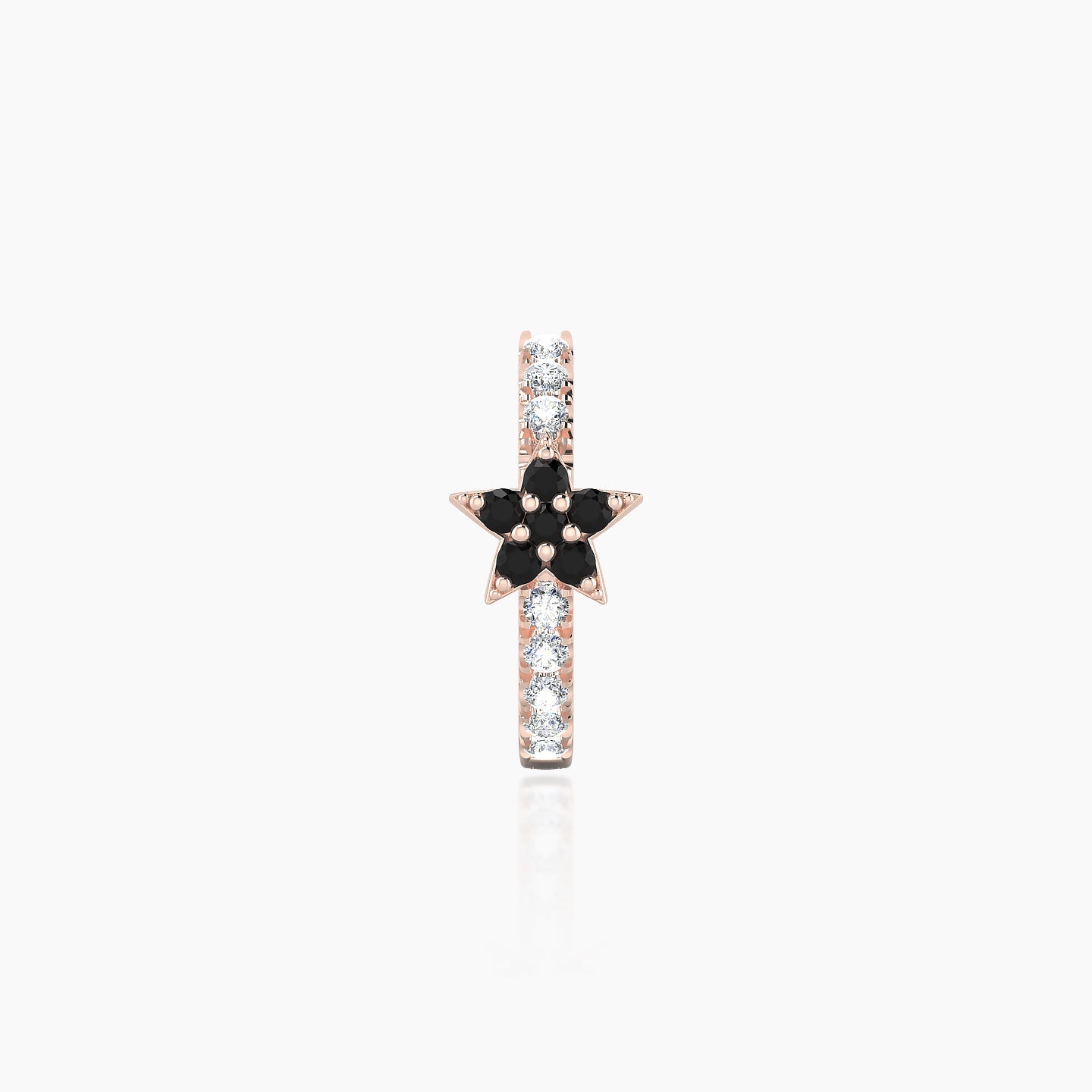 Asteria | 18k Rose Gold 8 mm Star Black Diamond & Diamond Hoop Piercing