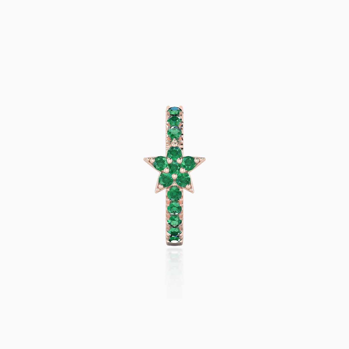 Asteria | 18k Rose Gold 8 mm Star Emerald Hoop Piercing