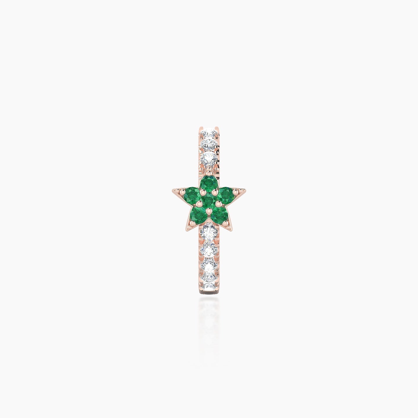 Asteria | 18k Rose Gold 8 mm Star Emerald & Diamond Hoop Piercing