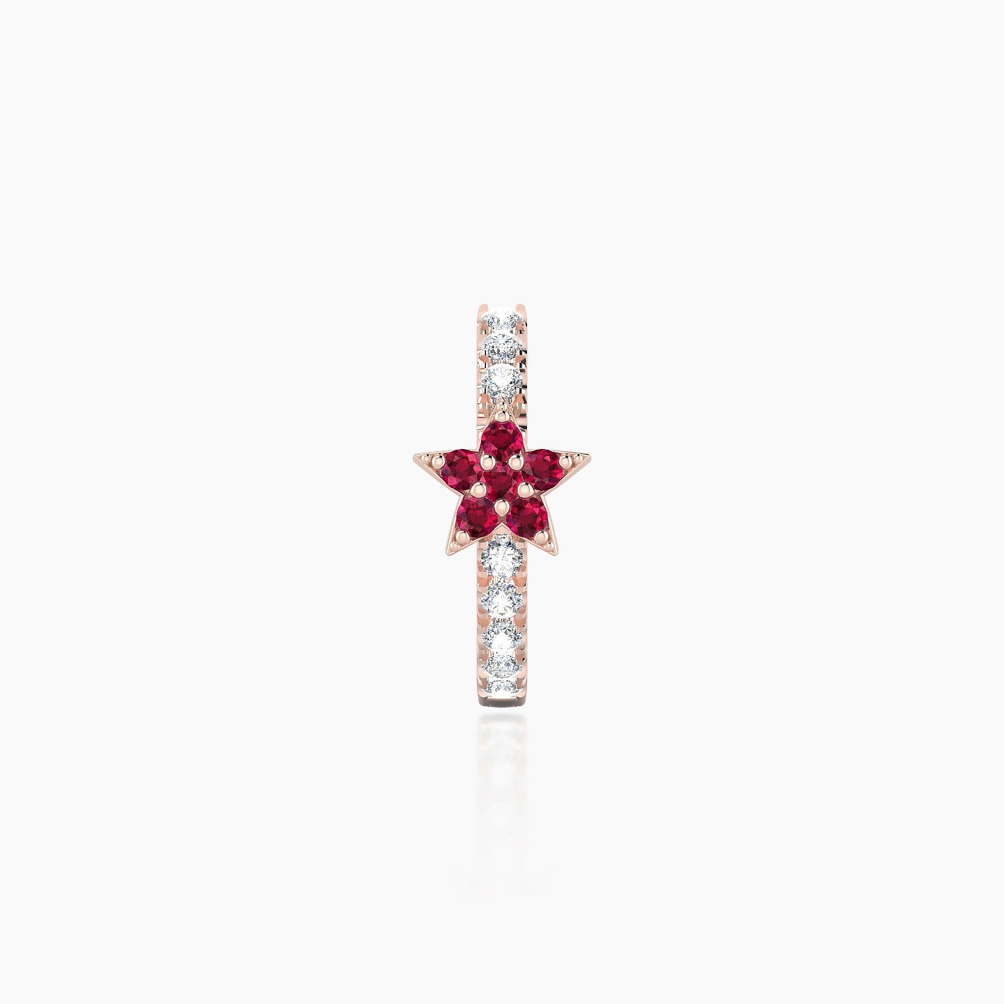 Asteria | 18k Rose Gold 8 mm Star Ruby & Diamond Hoop Piercing