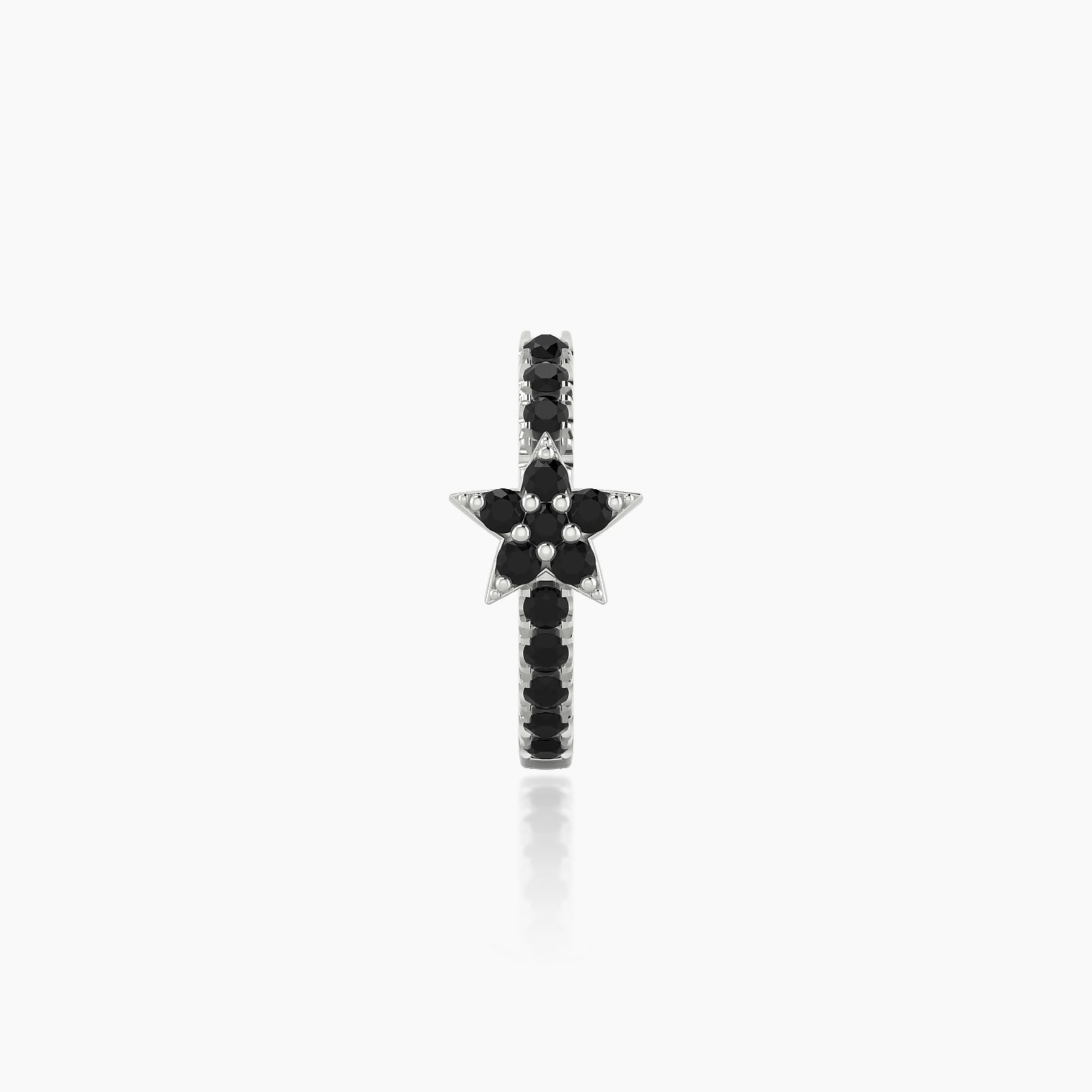 Asteria | 18k White Gold 8 mm Star Black Diamond Hoop Piercing