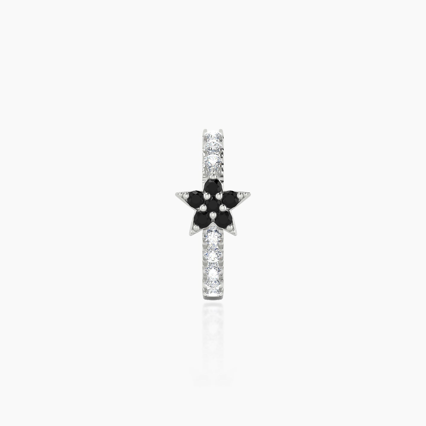 Asteria | 18k White Gold 8 mm Star Black Diamond & Diamond Hoop Piercing