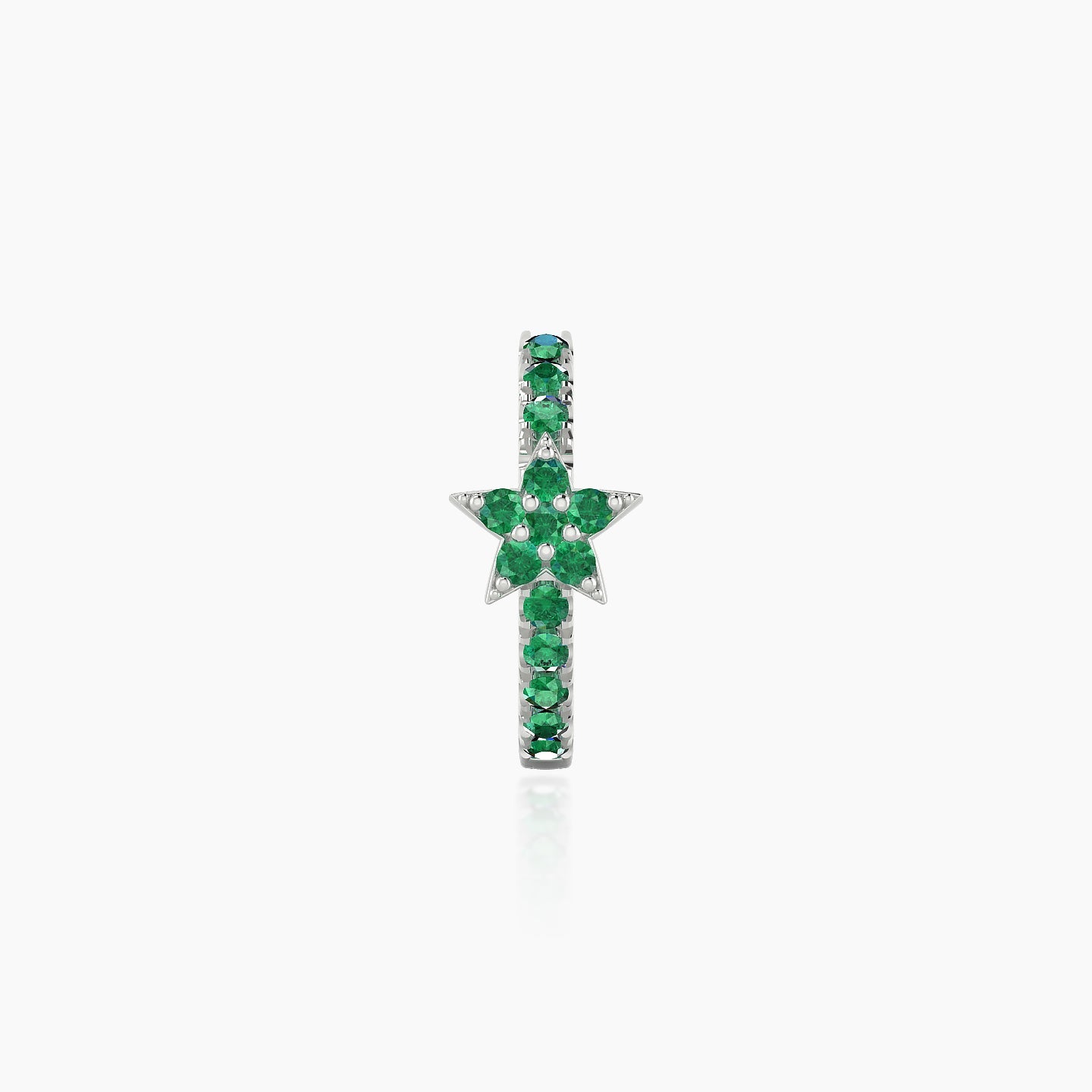 Asteria | 18k White Gold 8 mm Star Emerald Hoop Piercing