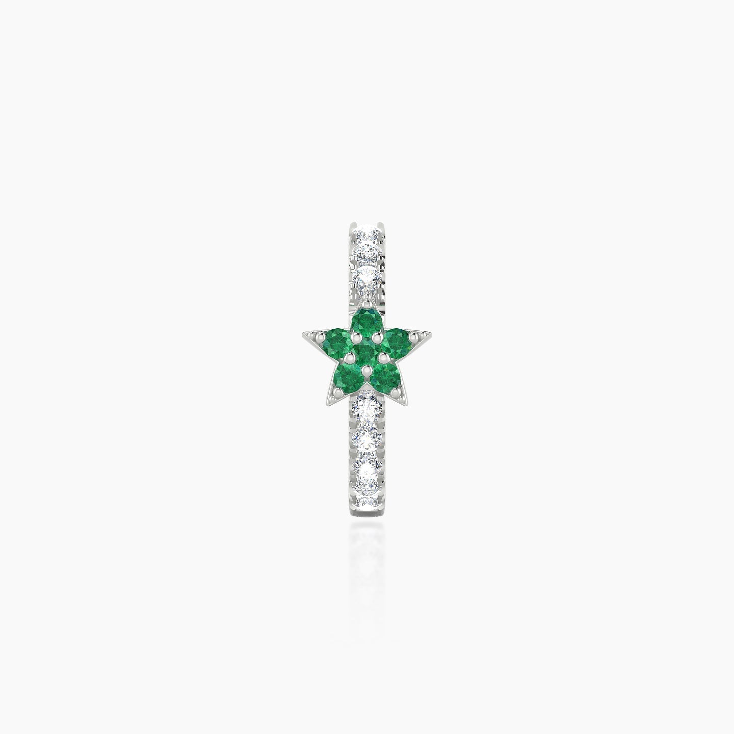 Asteria | 18k White Gold 8 mm Star Emerald & Diamond Hoop Piercing