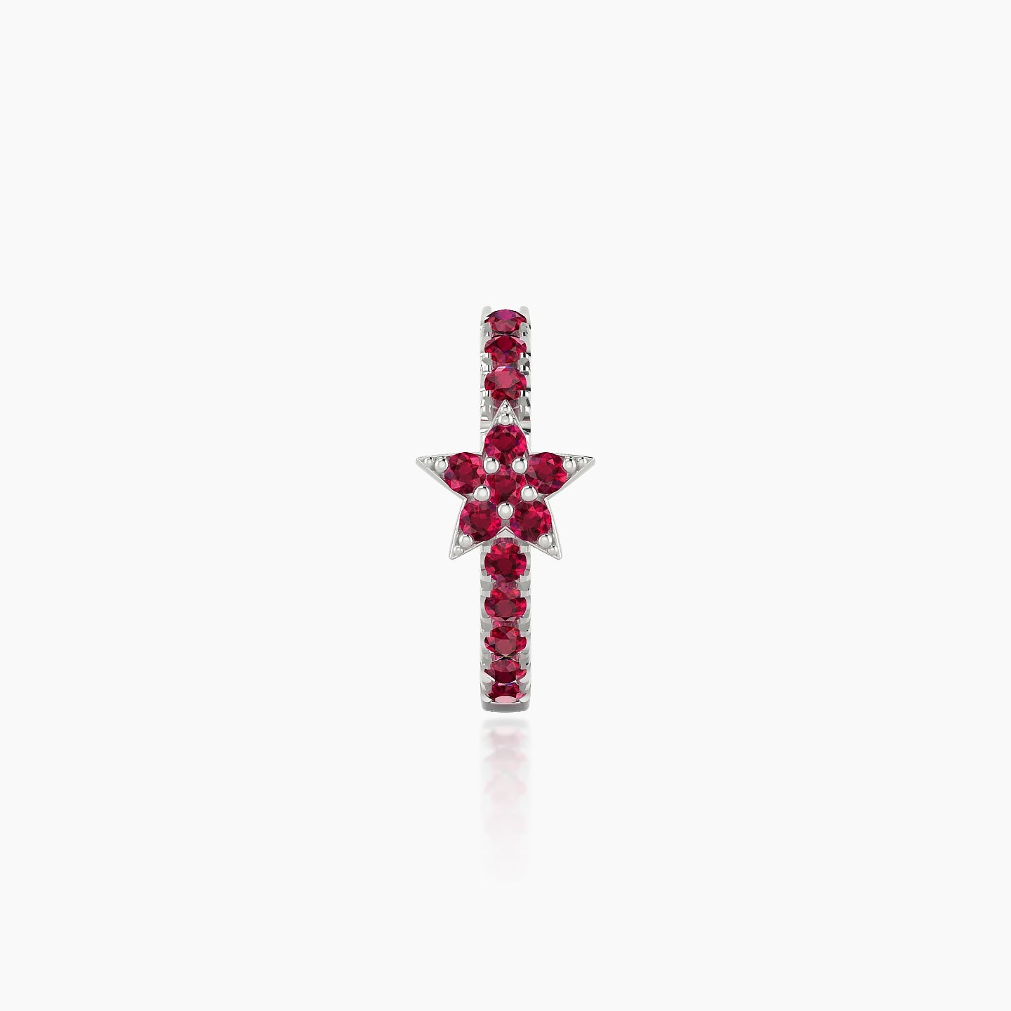 Asteria | 18k White Gold 8 mm Star Ruby Hoop Piercing