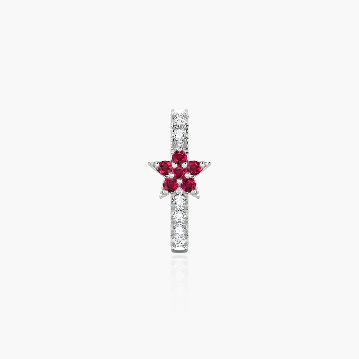 Asteria | 18k White Gold 8 mm Star Ruby & Diamond Hoop Piercing