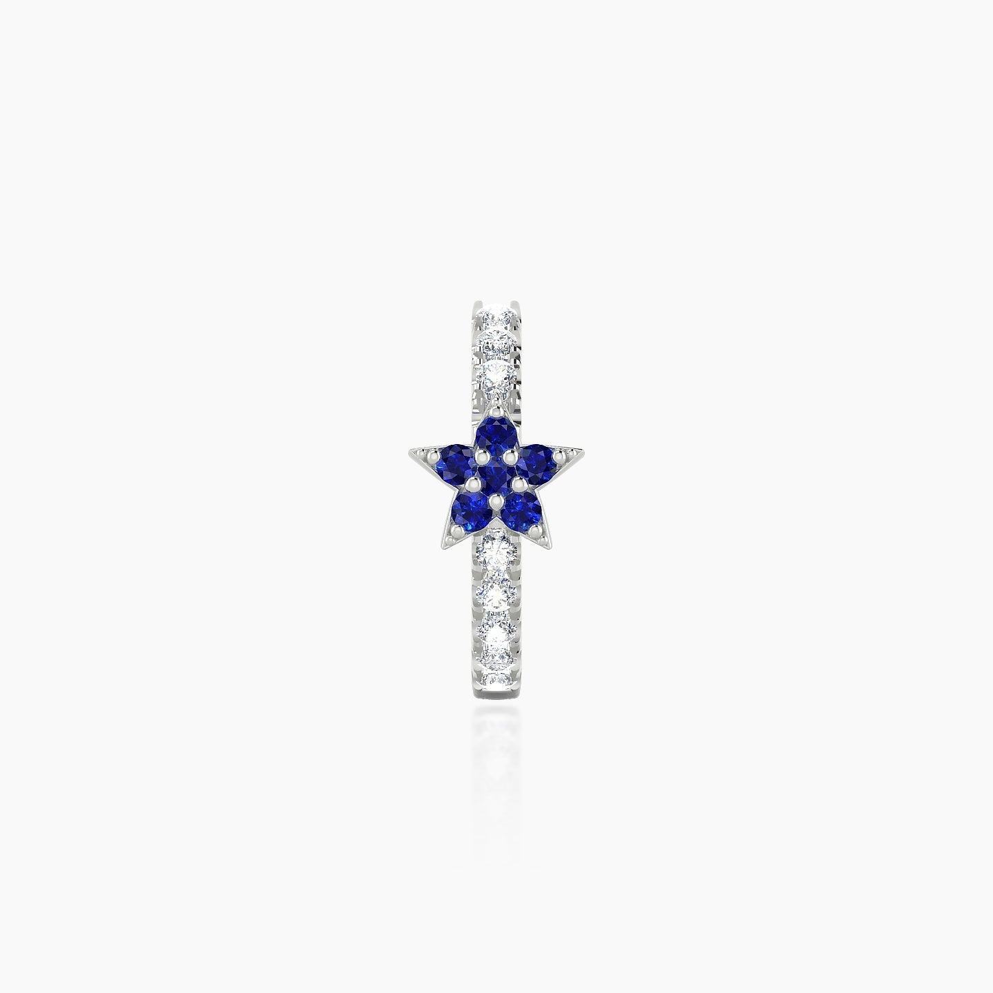 Asteria | 18k White Gold 8 mm Star Sapphire & Diamond Hoop Piercing