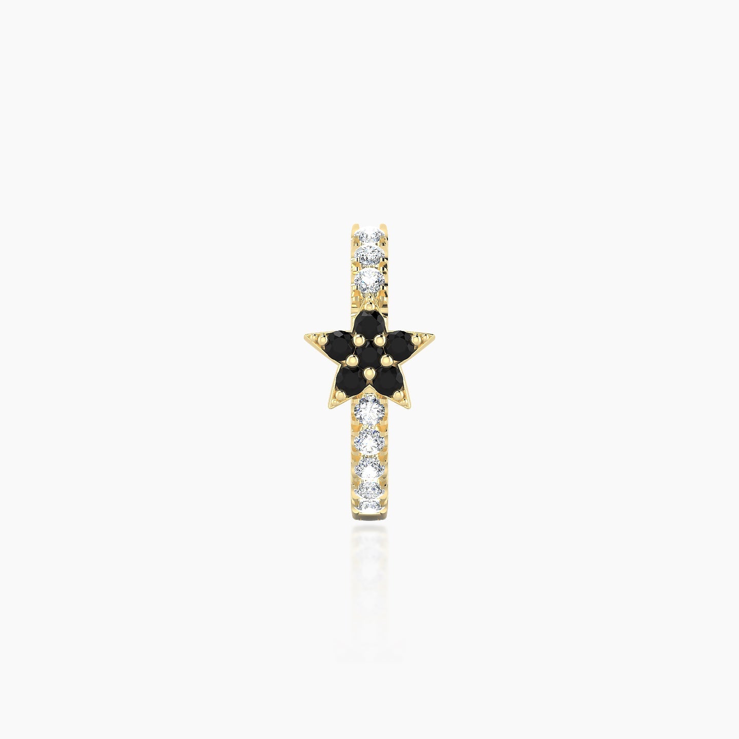 Asteria | 18k Yellow Gold 8 mm Star Black Diamond & Diamond Hoop Piercing