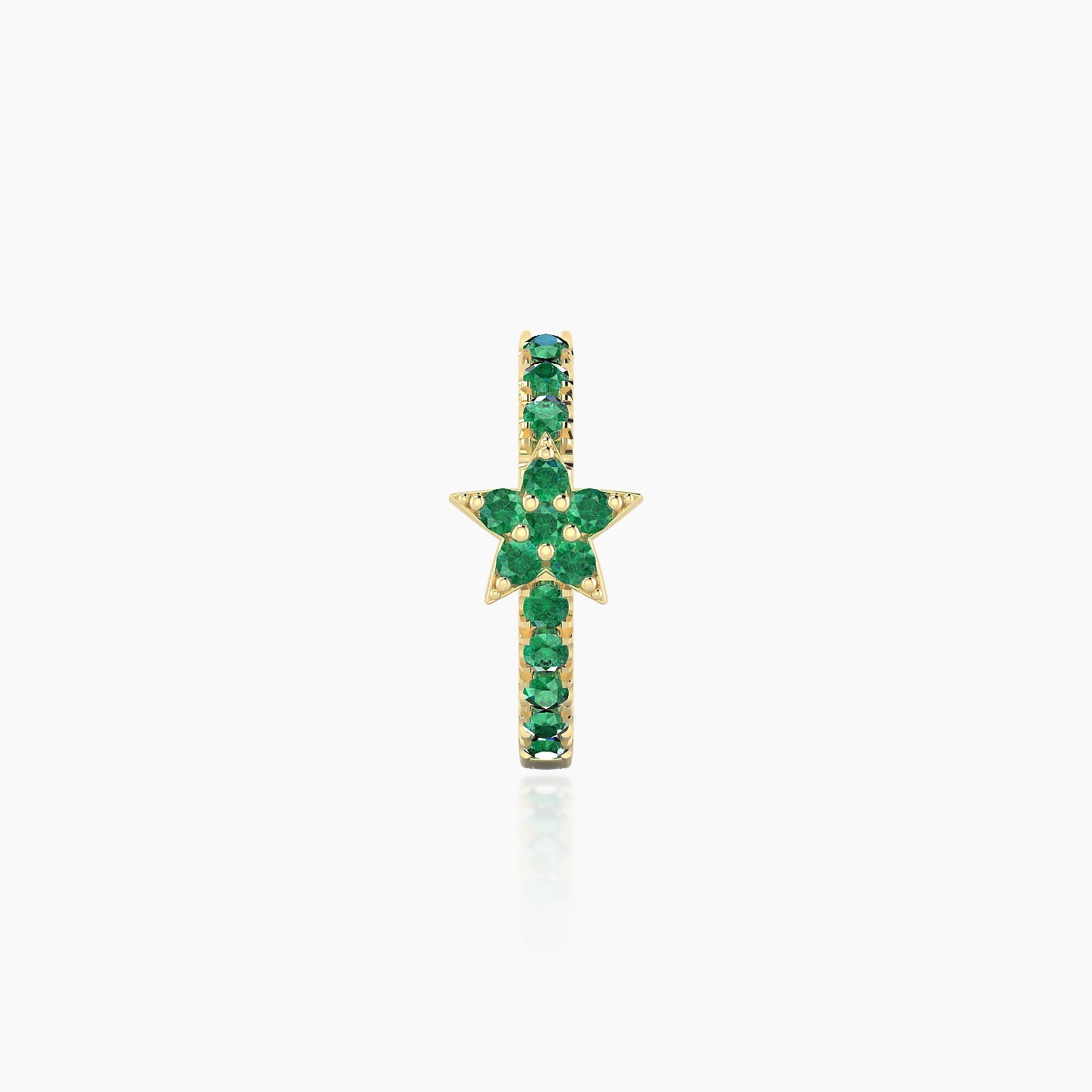 Asteria | 18k Yellow Gold 8 mm Star Emerald Hoop Piercing