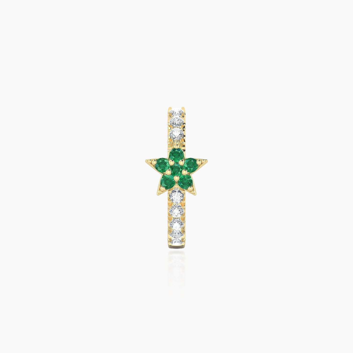 Asteria | 18k Yellow Gold 8 mm Star Emerald & Diamond Hoop Piercing