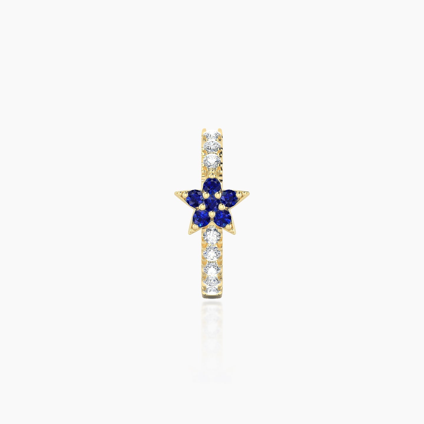 Asteria | 18k Yellow Gold 8 mm Star Sapphire & Diamond Hoop Piercing