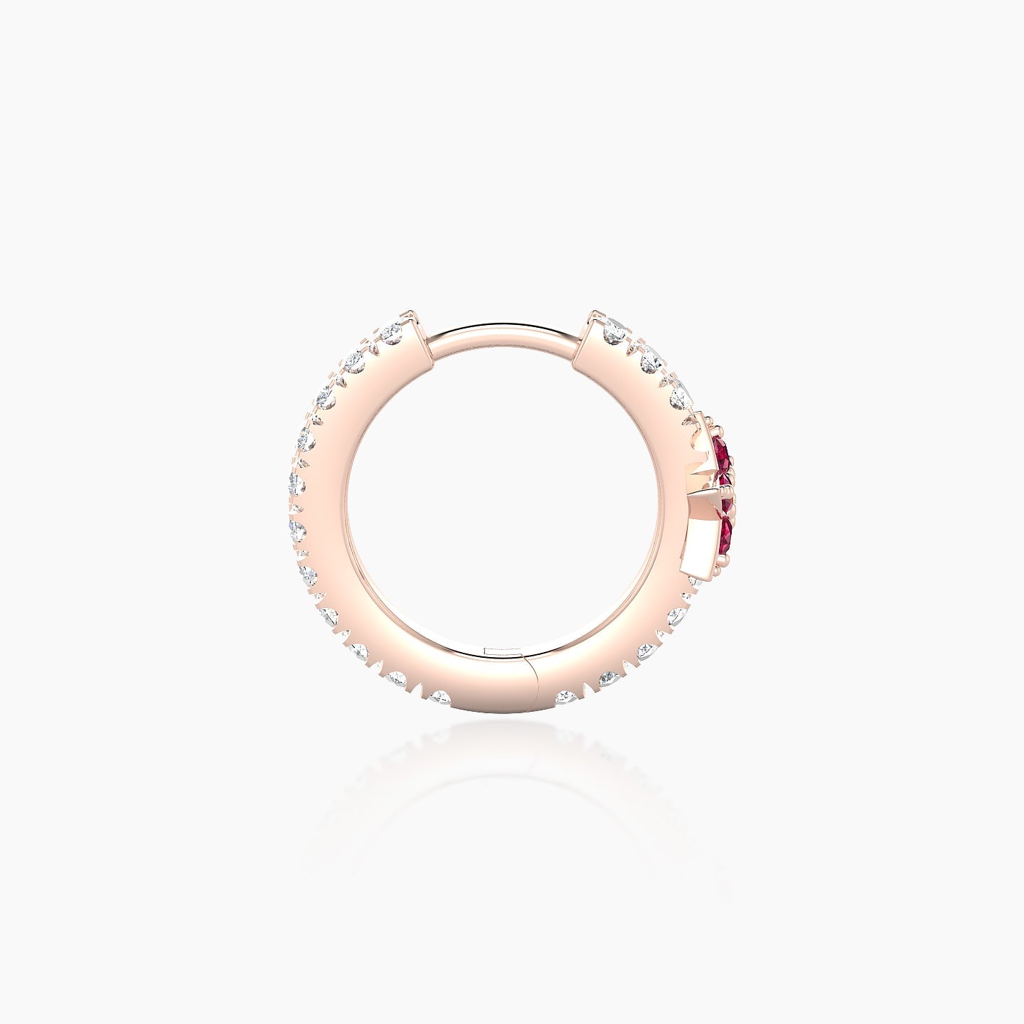 Asteria | 18k Rose Gold 8 mm Star Ruby & Diamond Hoop Piercing