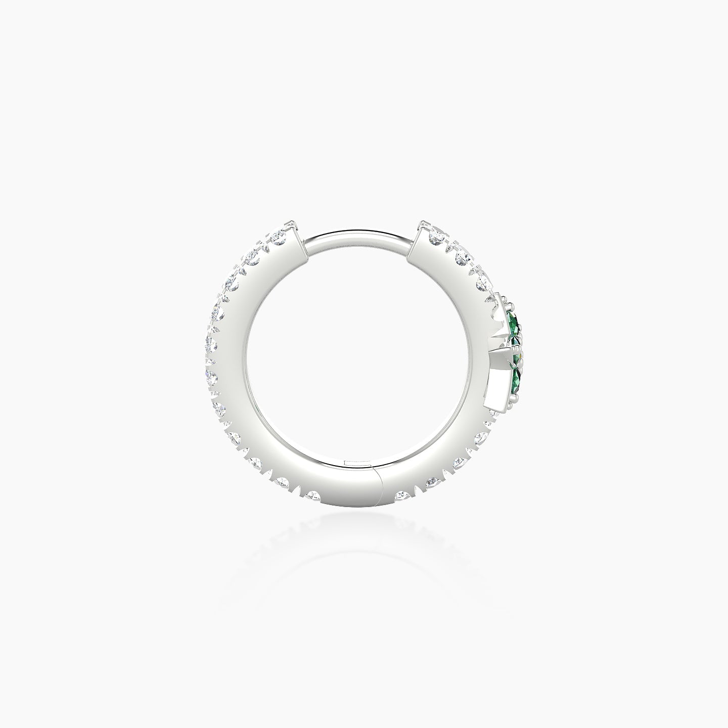 Asteria | 18k White Gold 8 mm Star Emerald & Diamond Hoop Piercing