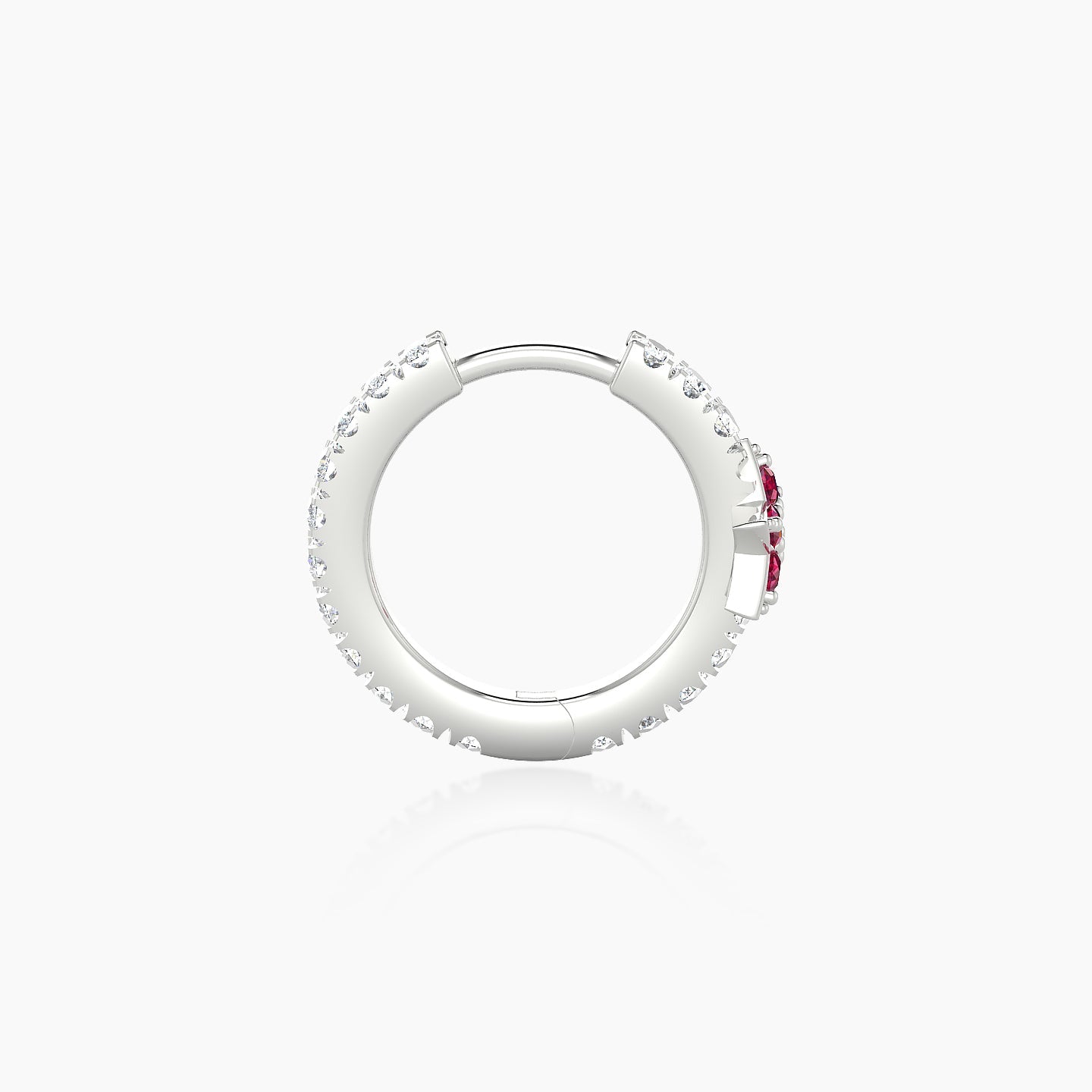 Asteria | 18k White Gold 8 mm Star Ruby & Diamond Hoop Piercing