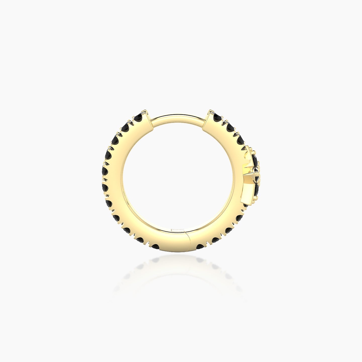 Asteria | 18k Yellow Gold 8 mm Star Black Diamond Hoop Piercing