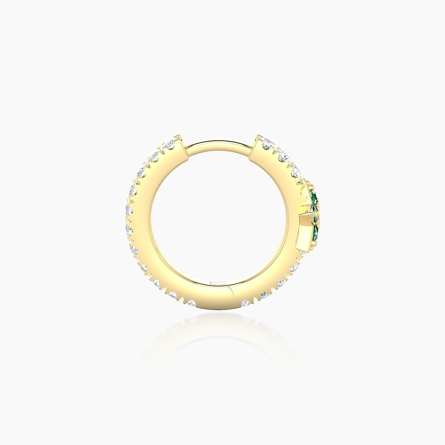 Asteria | 18k Yellow Gold 8 mm Star Emerald & Diamond Hoop Piercing