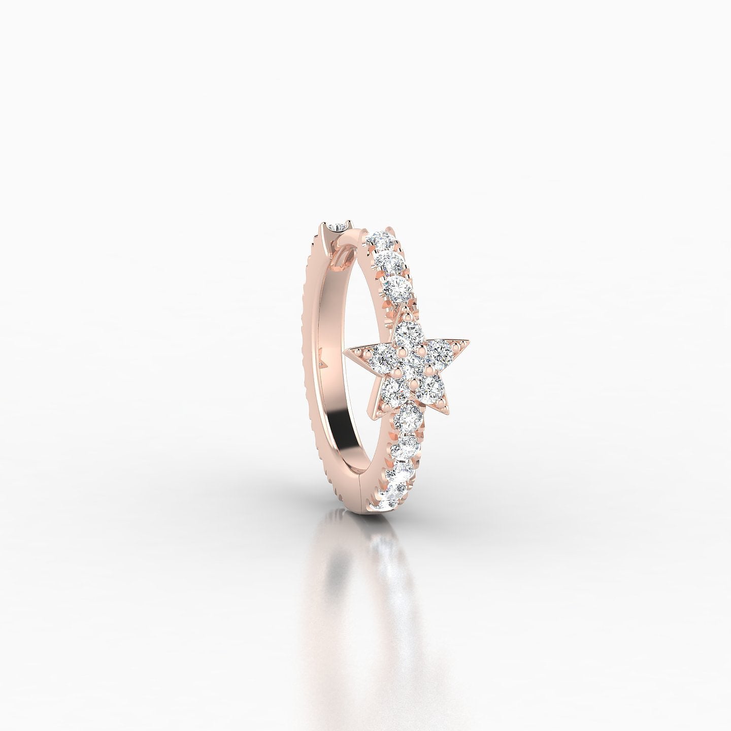 Asteria | 18k Rose Gold 8 mm Star Diamond Nose Ring Piercing