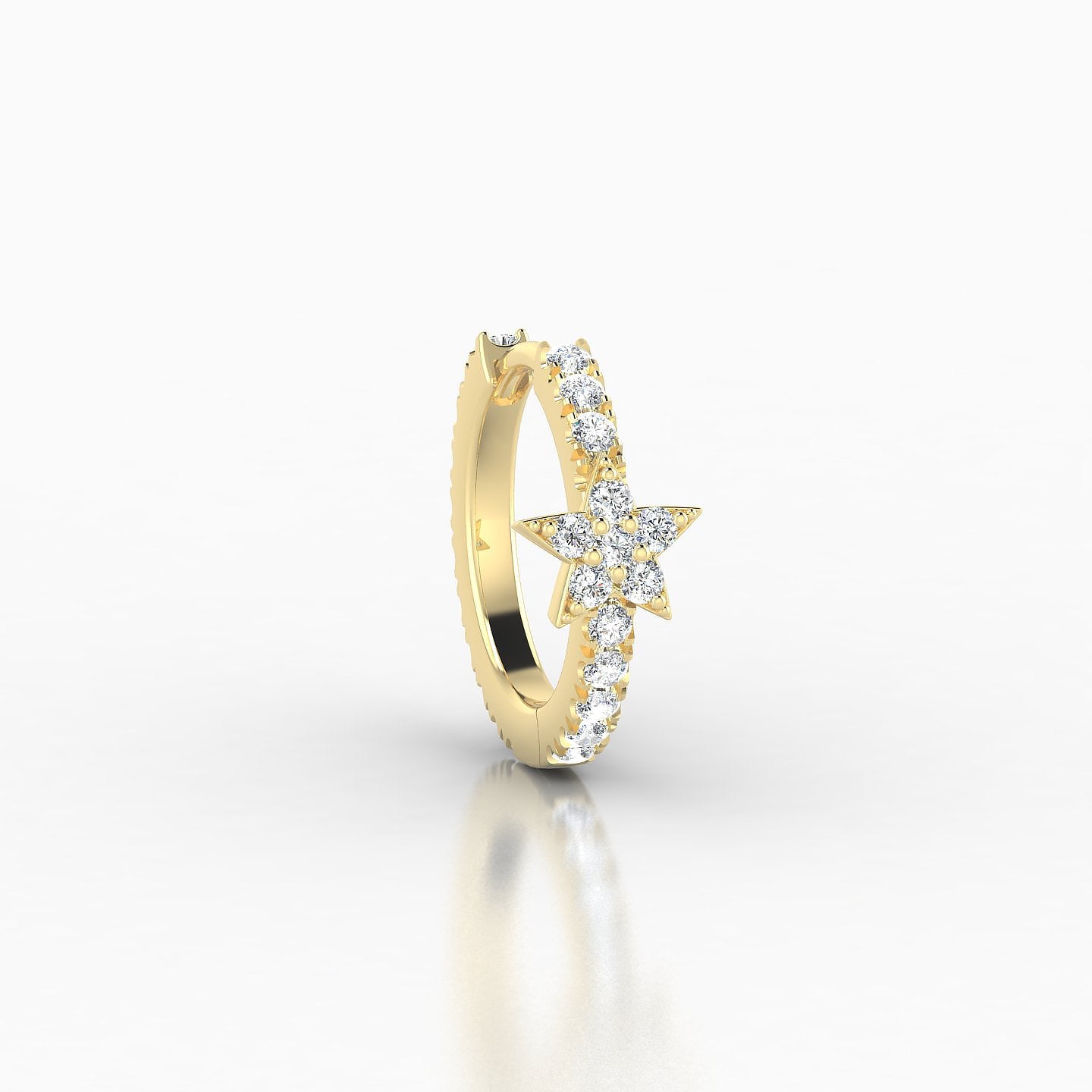 Asteria | 18k Yellow Gold 8 mm Star Diamond Nose Ring Piercing