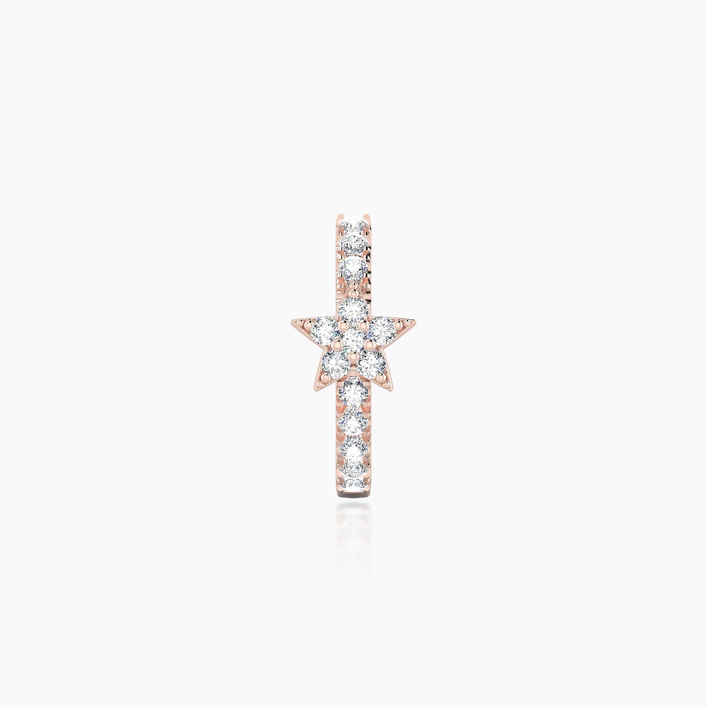 Asteria | 18k Rose Gold 8 mm Star Diamond Nose Ring Piercing