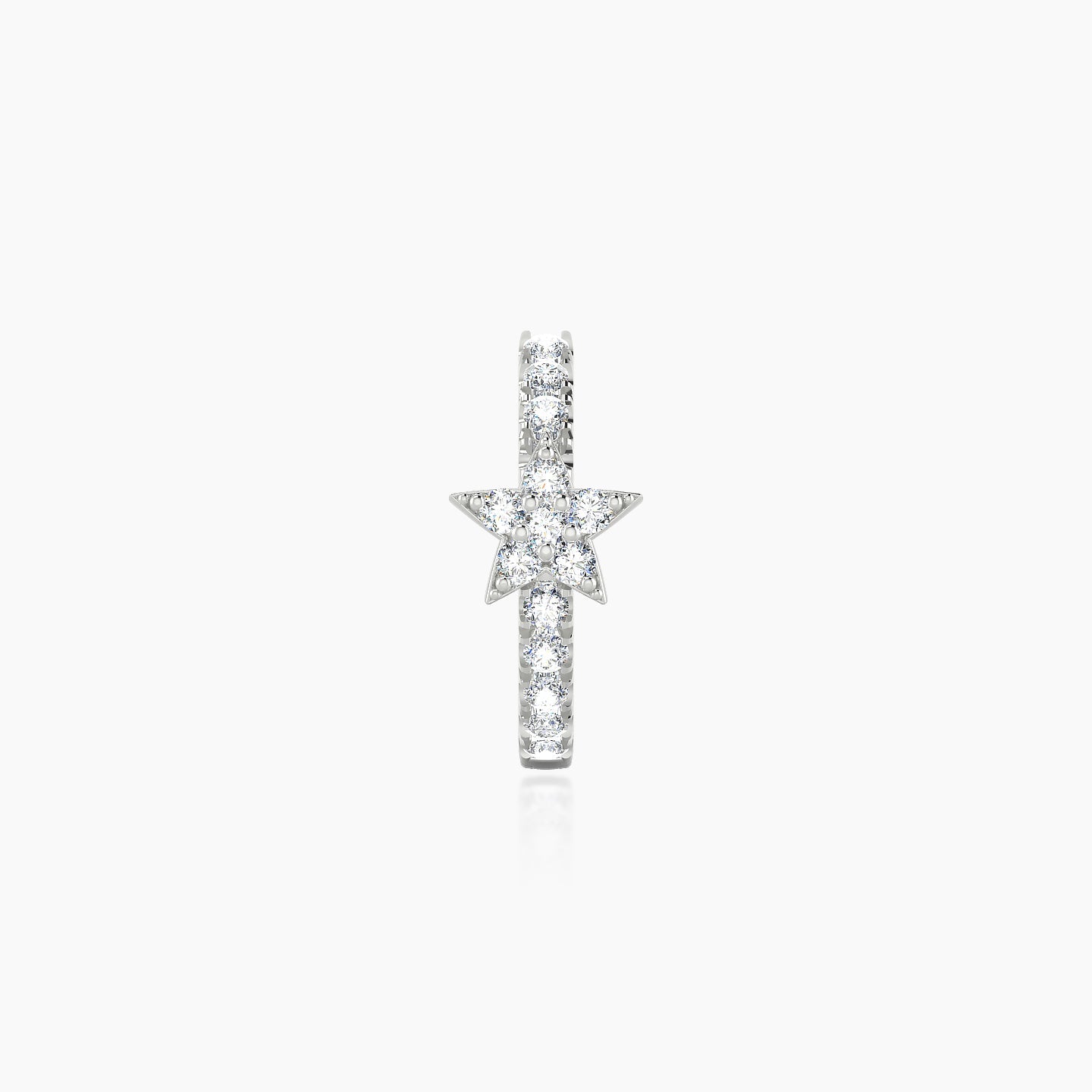 Asteria | 18k White Gold 8 mm Star Diamond Nose Ring Piercing