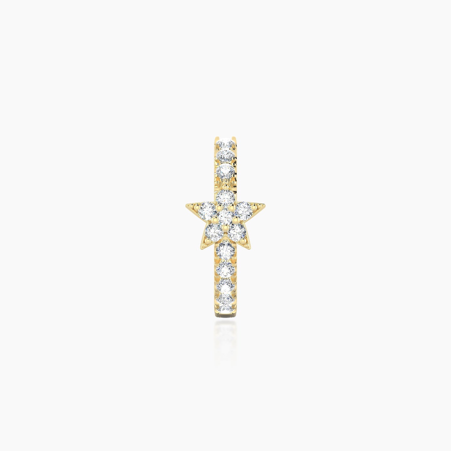 Asteria | 18k Yellow Gold 8 mm Star Diamond Nose Ring Piercing