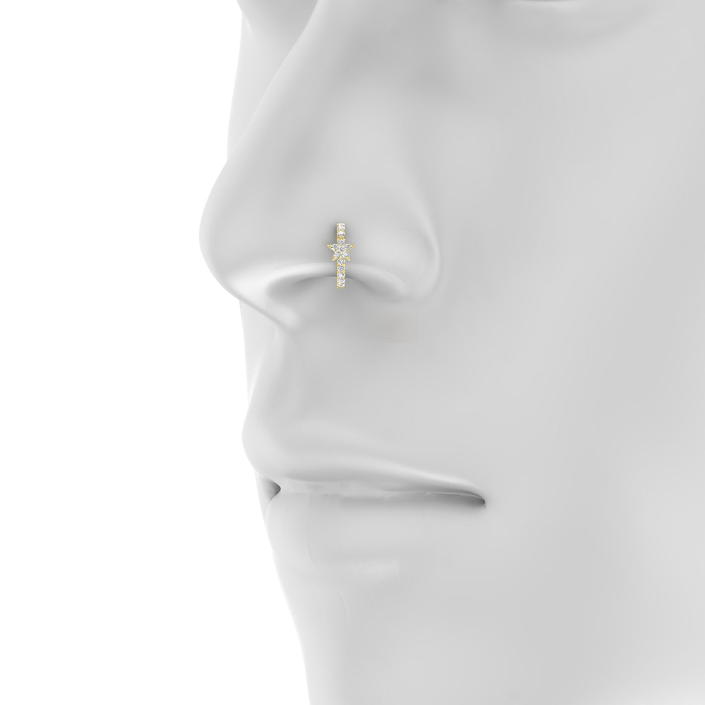 Asteria | 18k Yellow Gold 8 mm Star Diamond Nose Ring Piercing