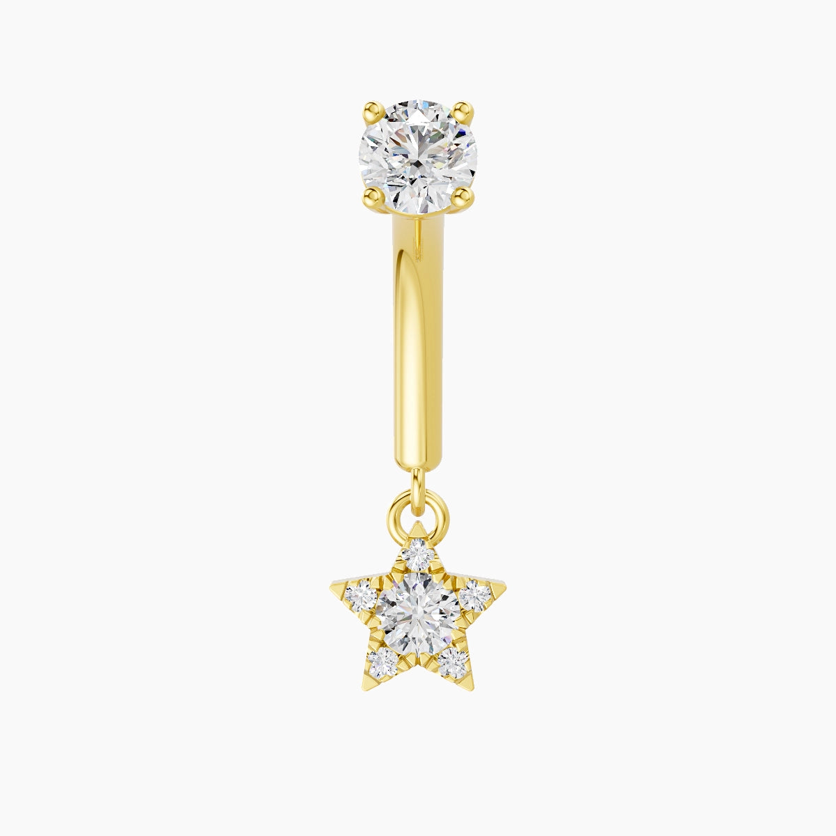 Asteria | 18k Yellow Gold 8 mm Star Diamond Rook Piercing