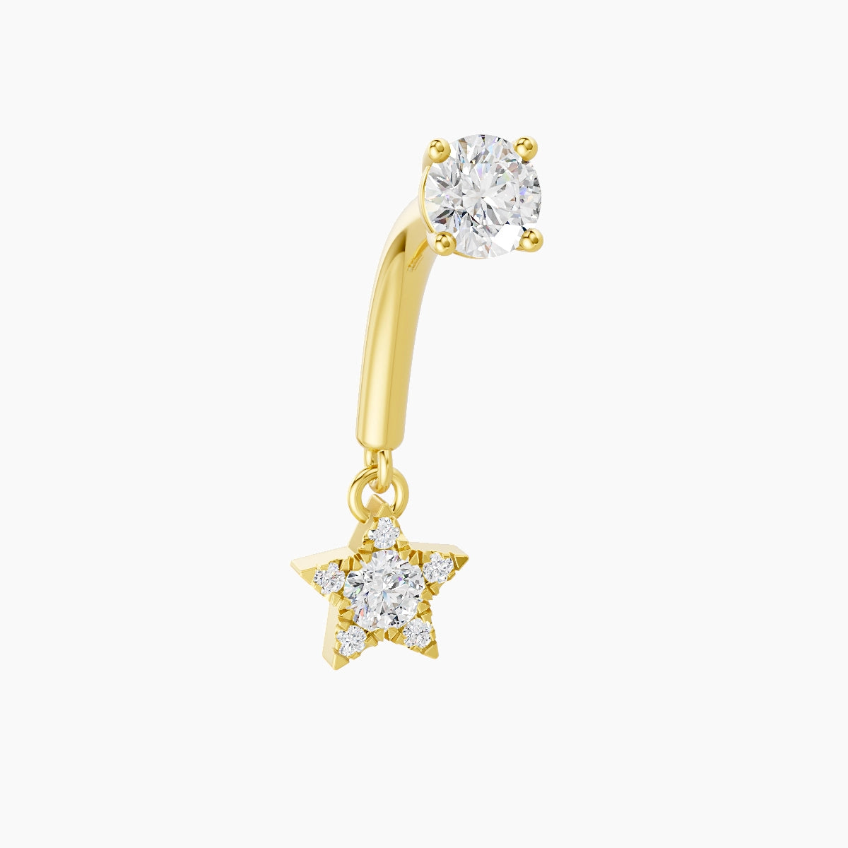 Asteria | 18k Yellow Gold 8 mm Star Diamond Rook Piercing