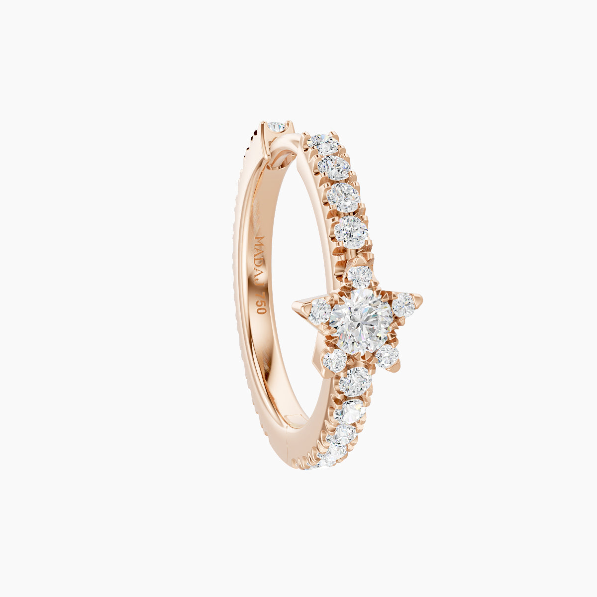 Asteria | 18k Rose Gold 9.5 mm Star Diamond Hoop Piercing