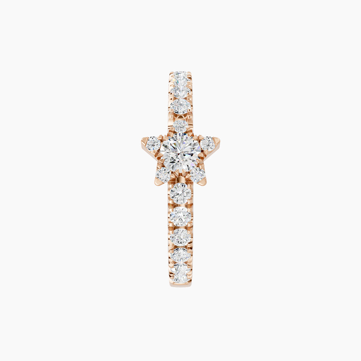 Asteria | 18k Rose Gold 9.5 mm Star Diamond Hoop Piercing