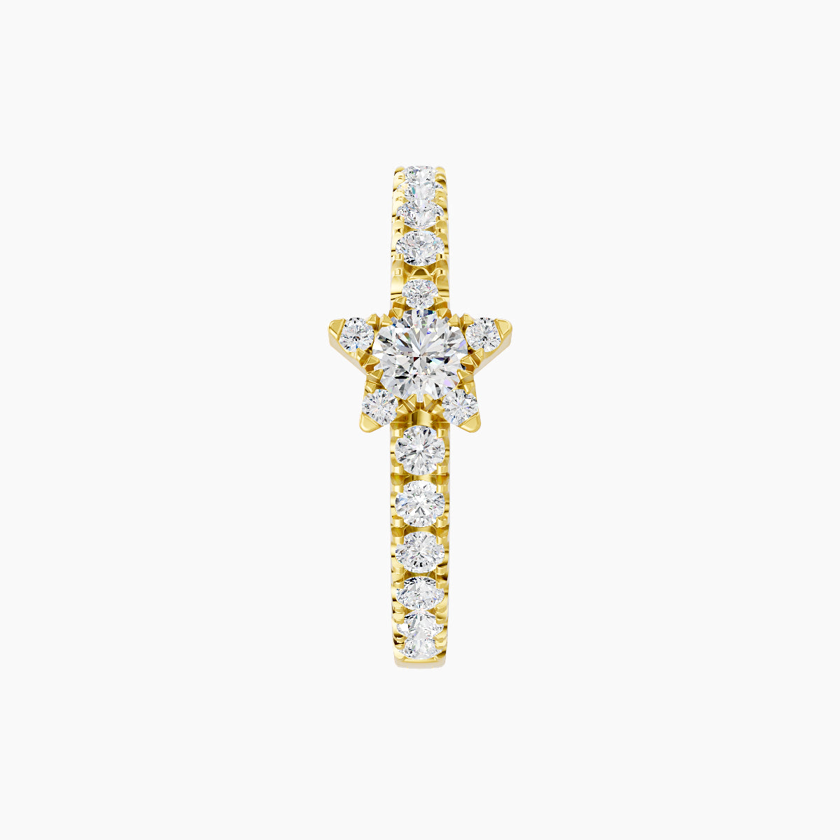 Asteria | 18k Yellow Gold 9.5 mm Star Diamond Hoop Piercing