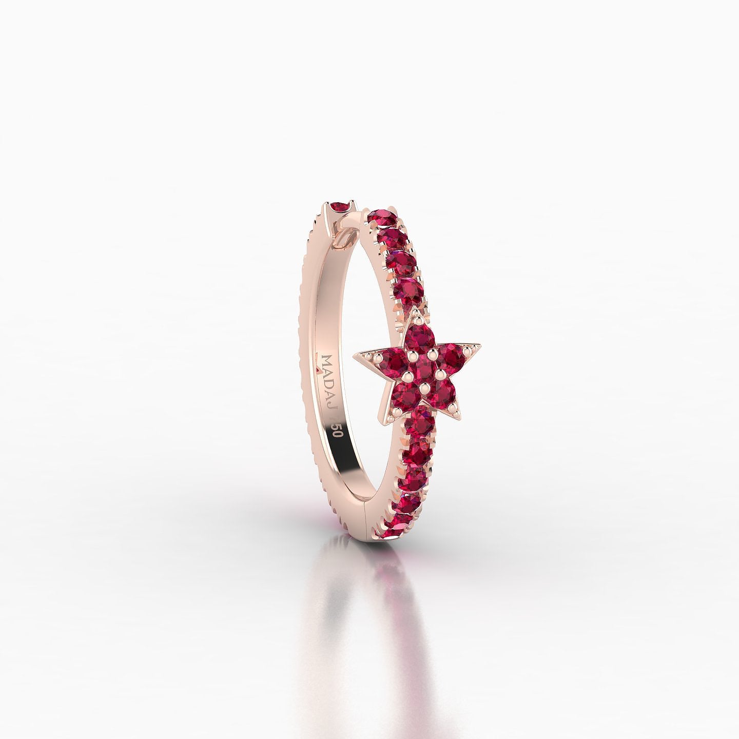 Asteria | 18k Rose Gold 9.5 mm Star Ruby Hoop Piercing