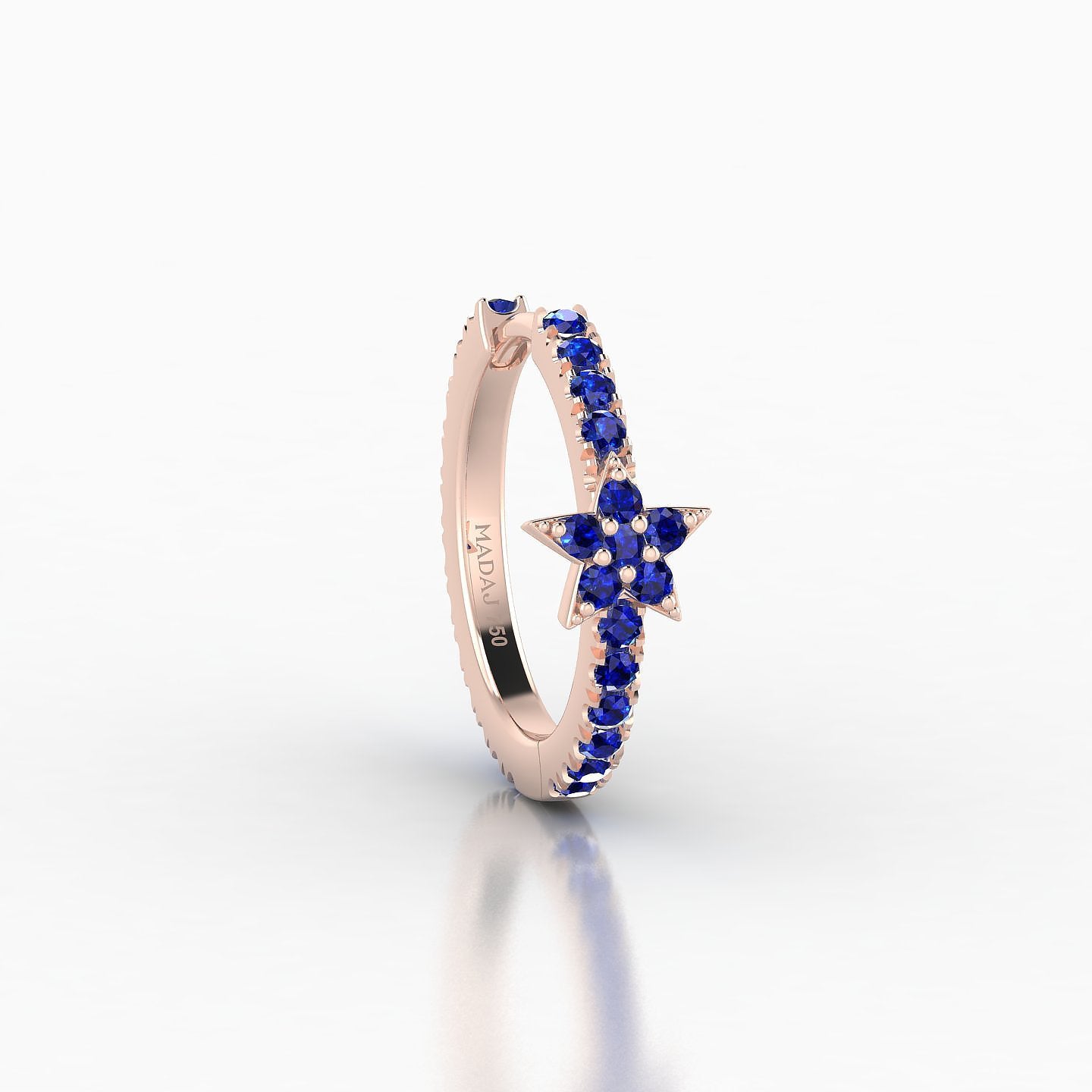 Asteria | 18k Rose Gold 9.5 mm Star Sapphire Hoop Piercing