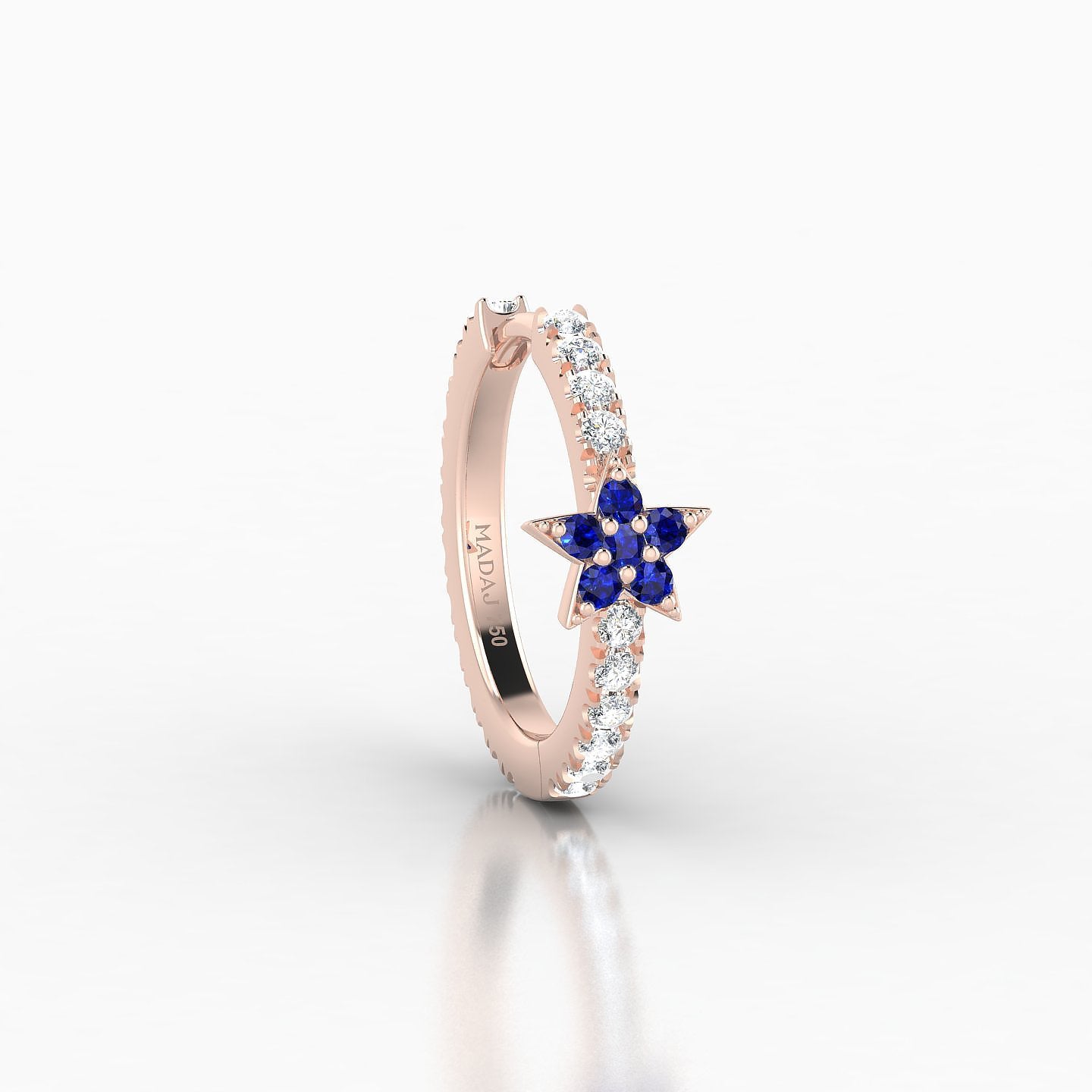 Asteria | 18k Rose Gold 9.5 mm Star Sapphire & Diamond Hoop Piercing