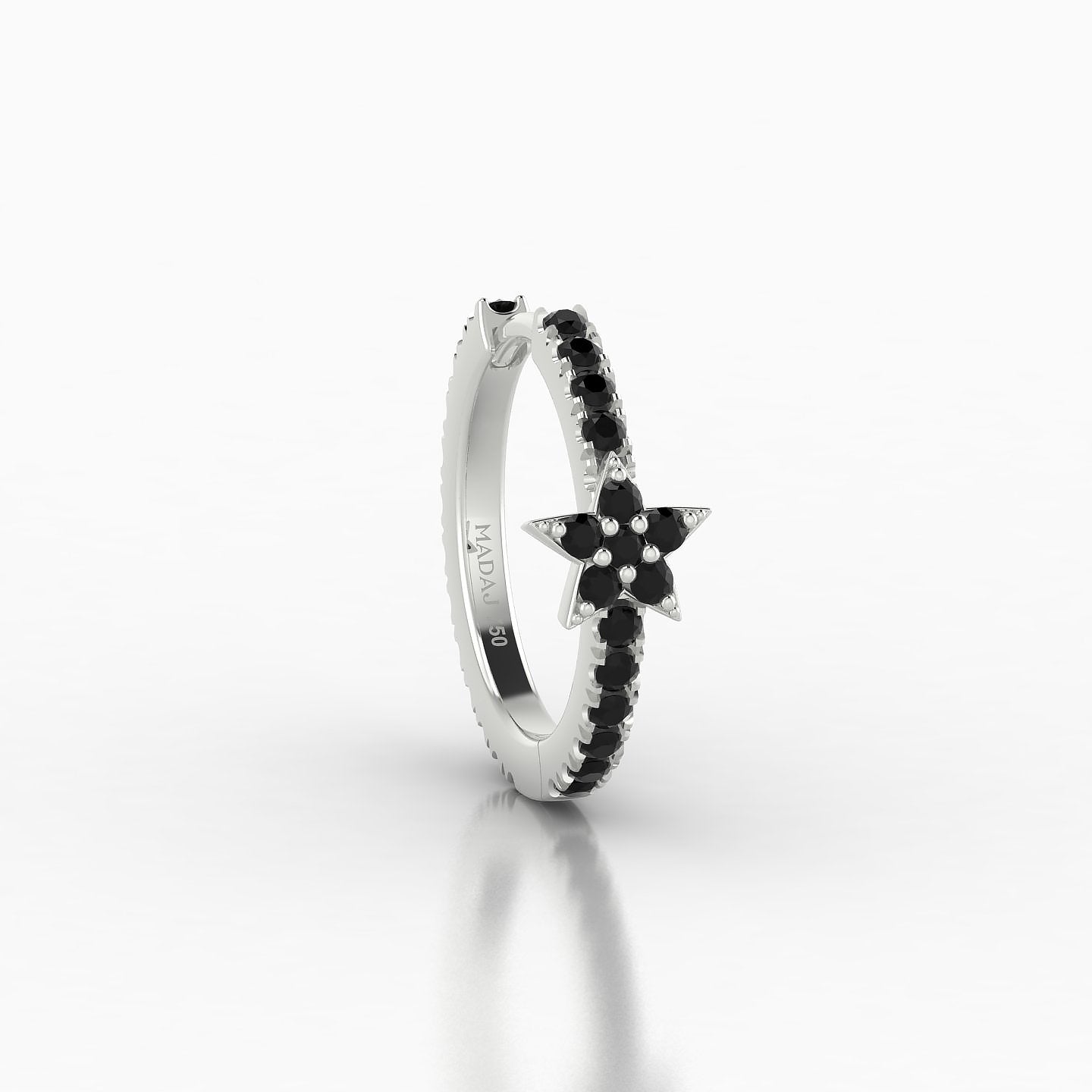 Asteria | 18k White Gold 9.5 mm Star Black Diamond Hoop Piercing