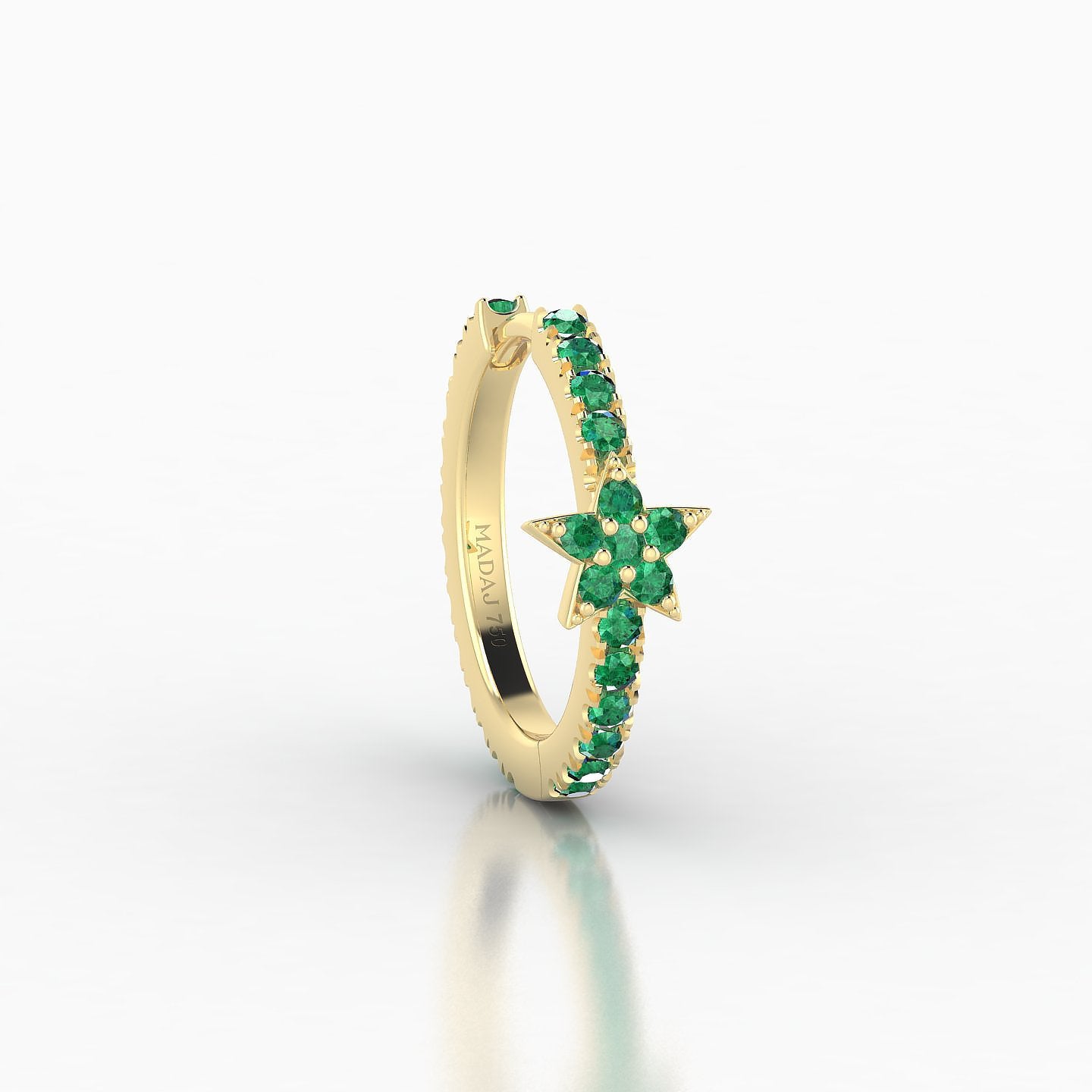 Asteria | 18k Yellow Gold 9.5 mm Star Emerald Hoop Piercing